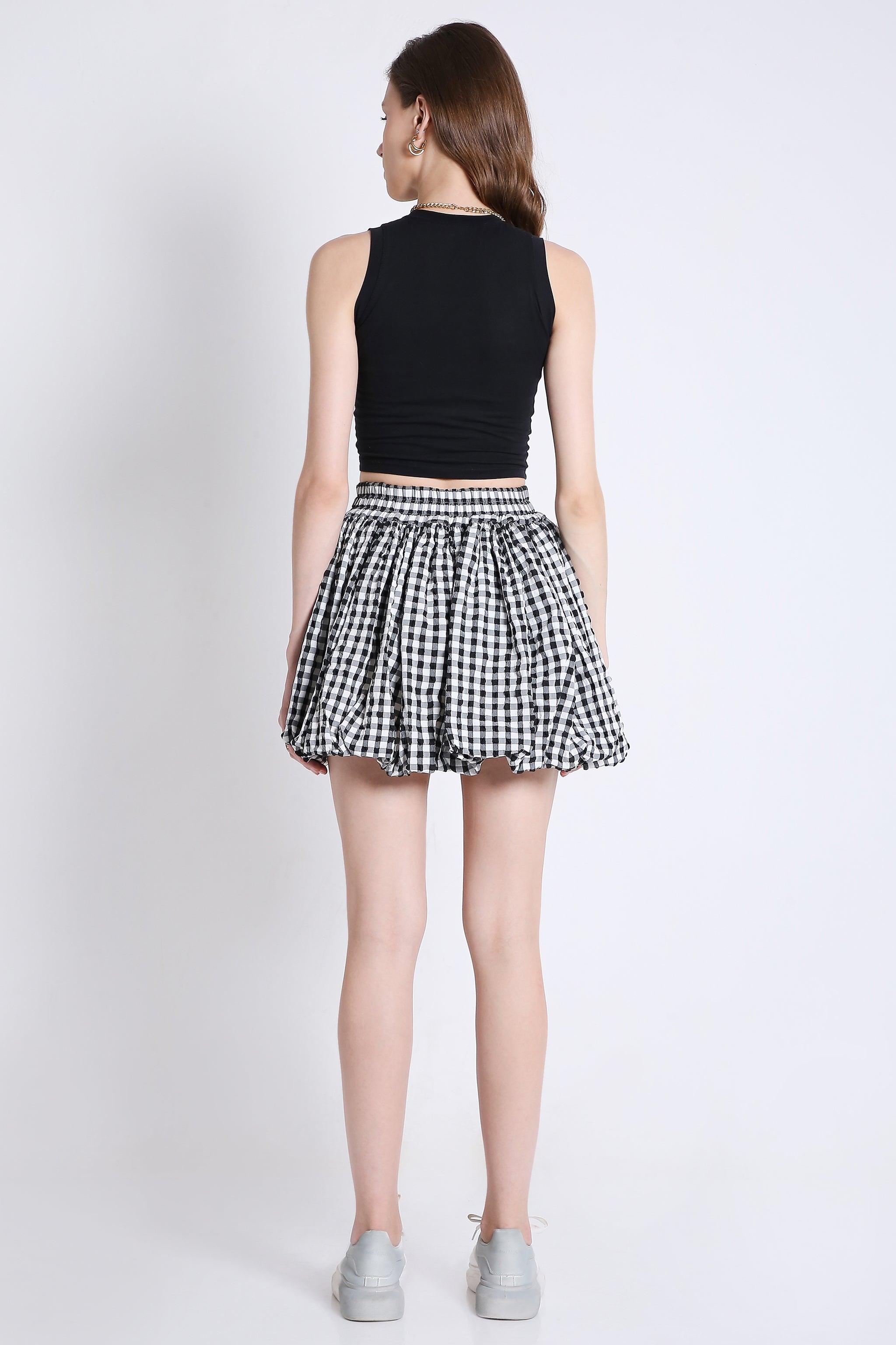 Balloon Mini Skirt in Checks FRENCH THEORY