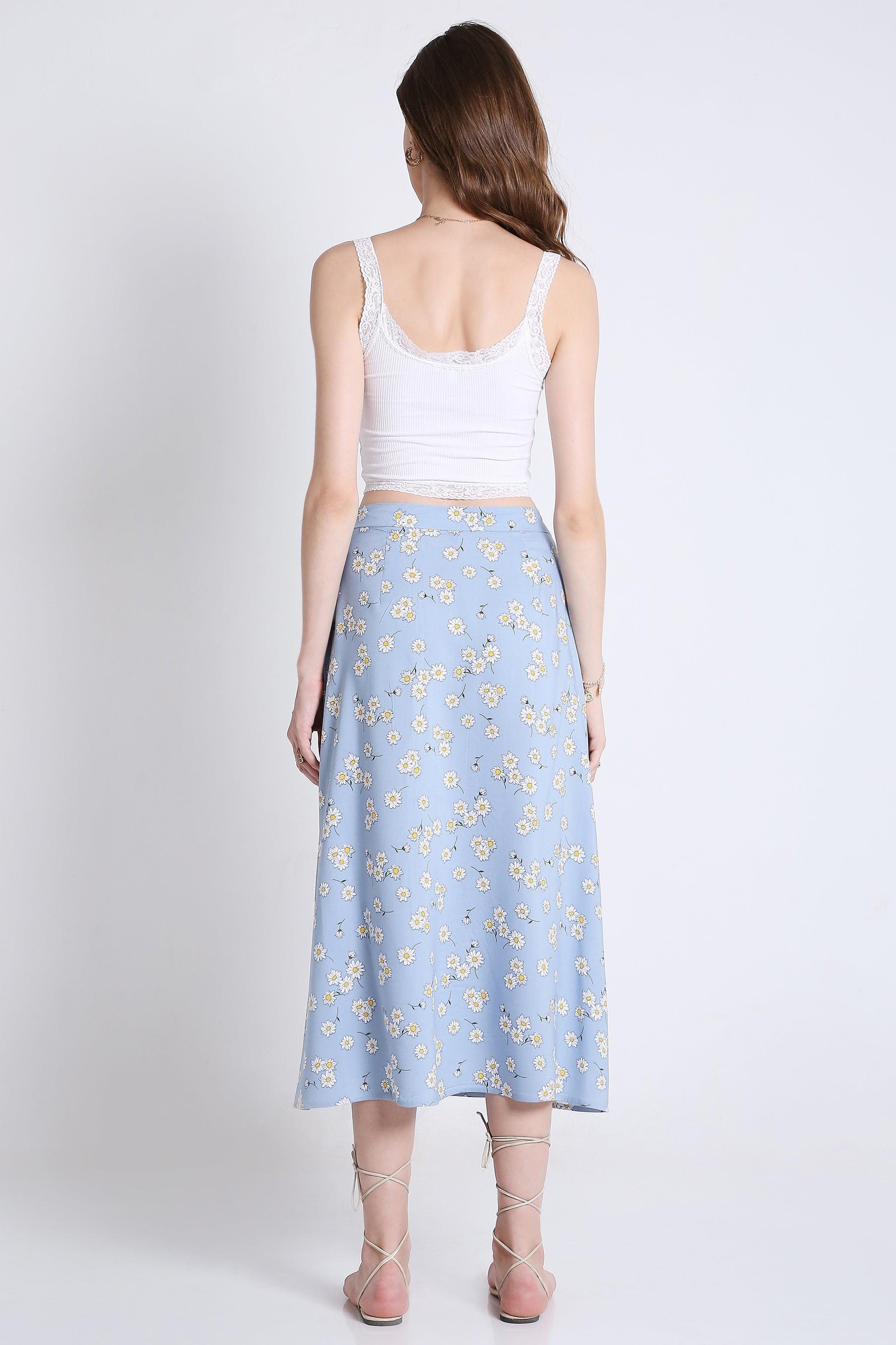 Printed Summer Midi Skirt with Slit FRENCH THEORY