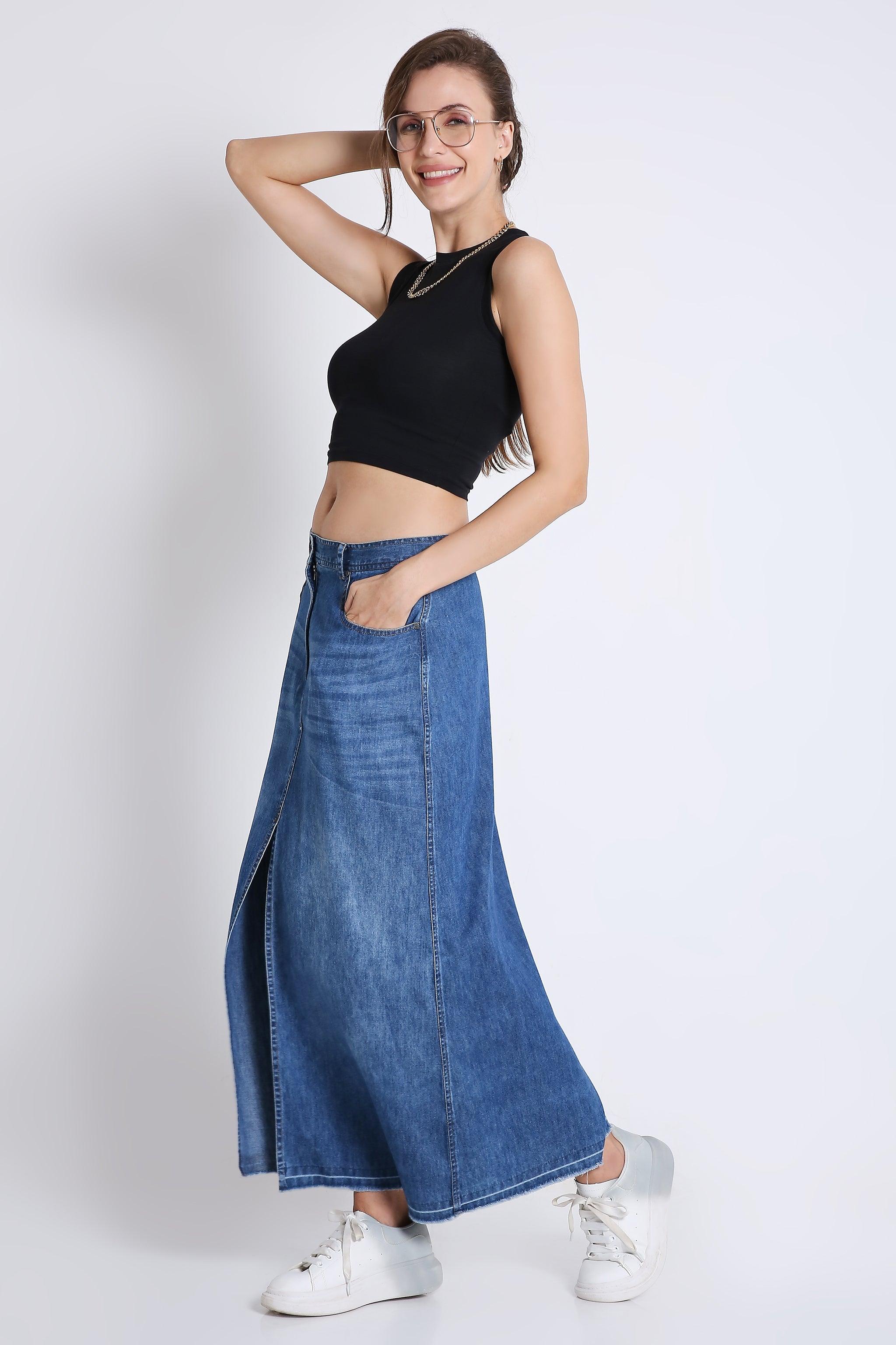 Denim Long Pencil Skirt FRENCH THEORY
