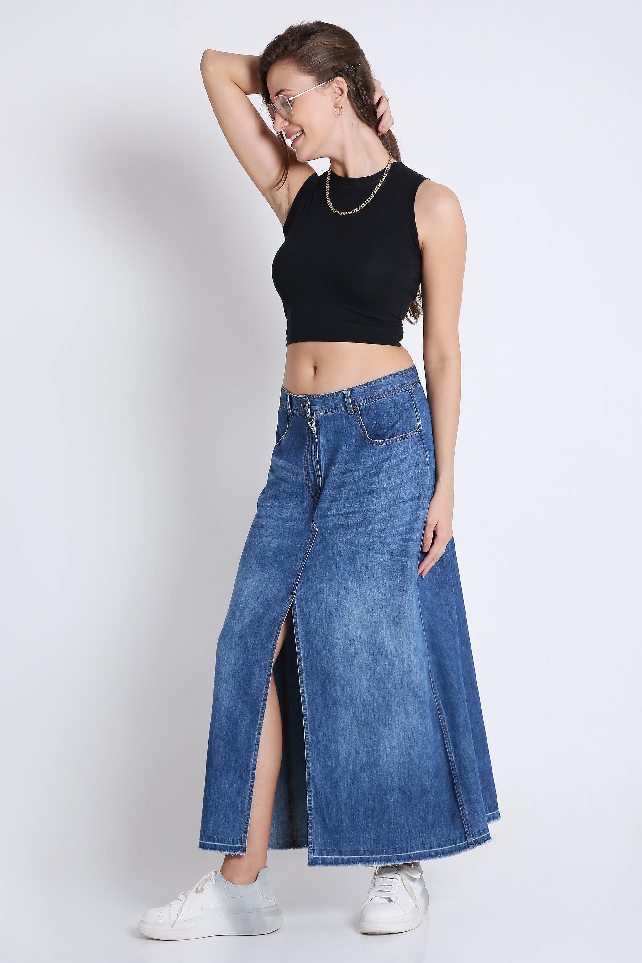 Denim Long Pencil Skirt FRENCH THEORY