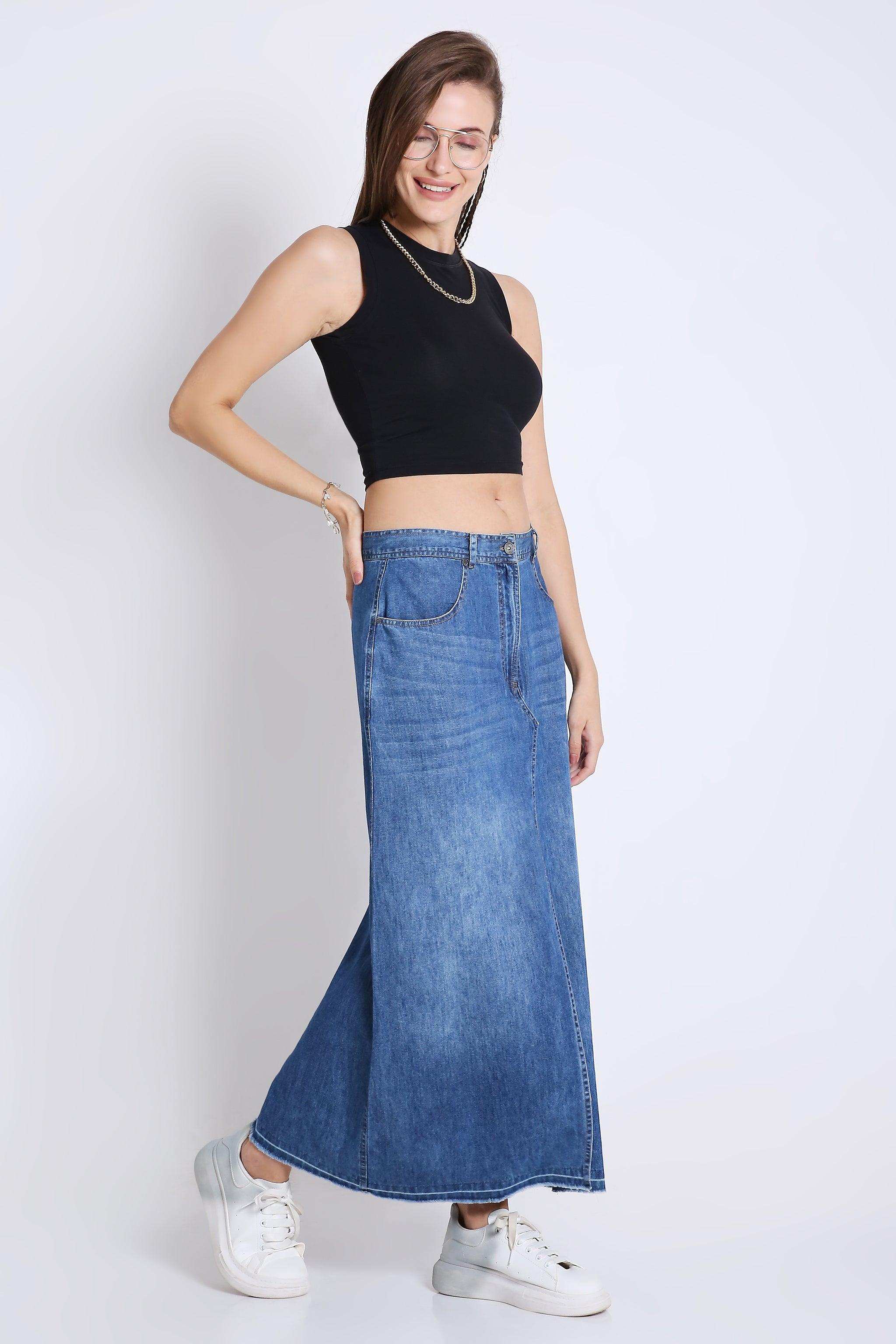 Denim Long Pencil Skirt FRENCH THEORY