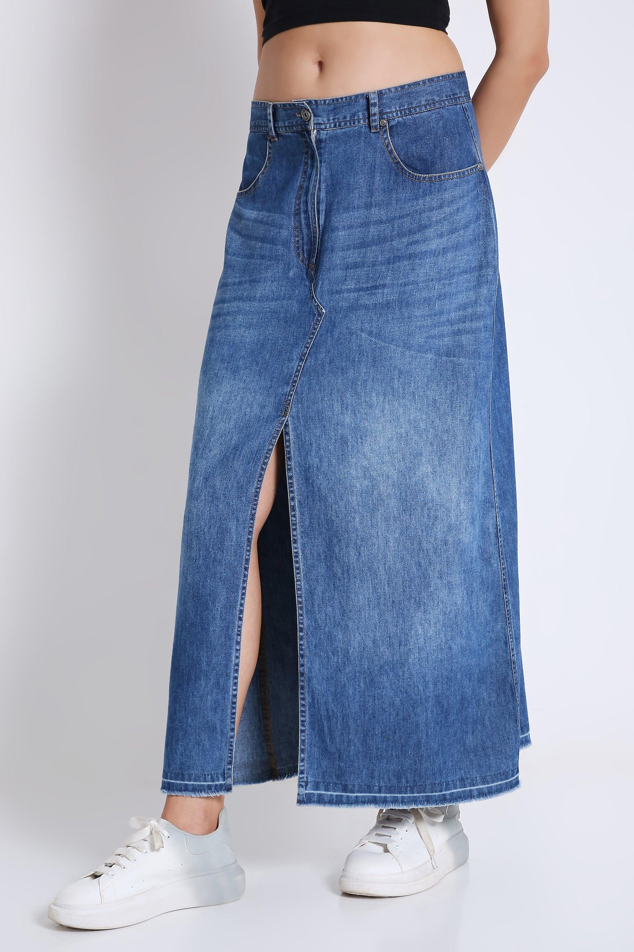 Denim Long Pencil Skirt FRENCH THEORY