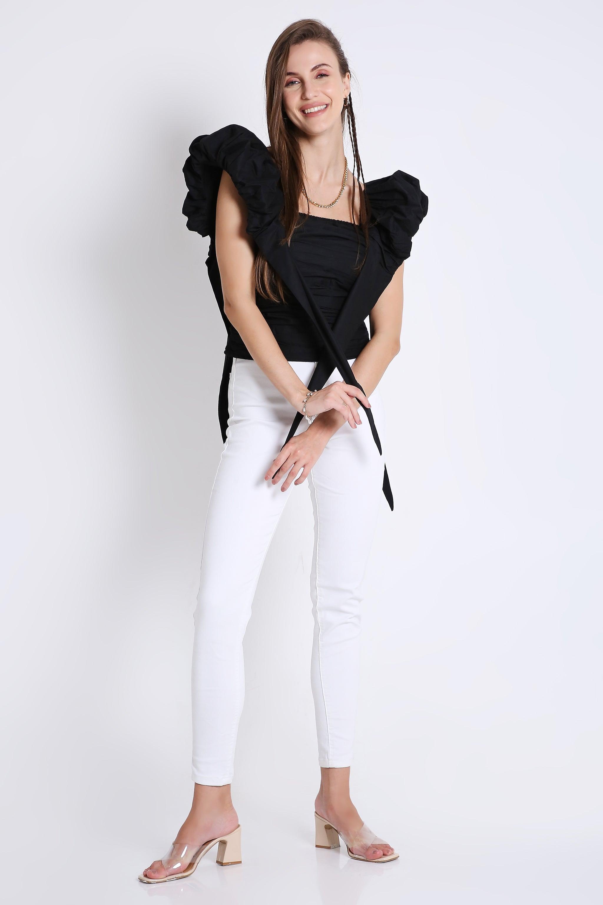 Peasant Top with Puff Sleeve FRENCH THEORY