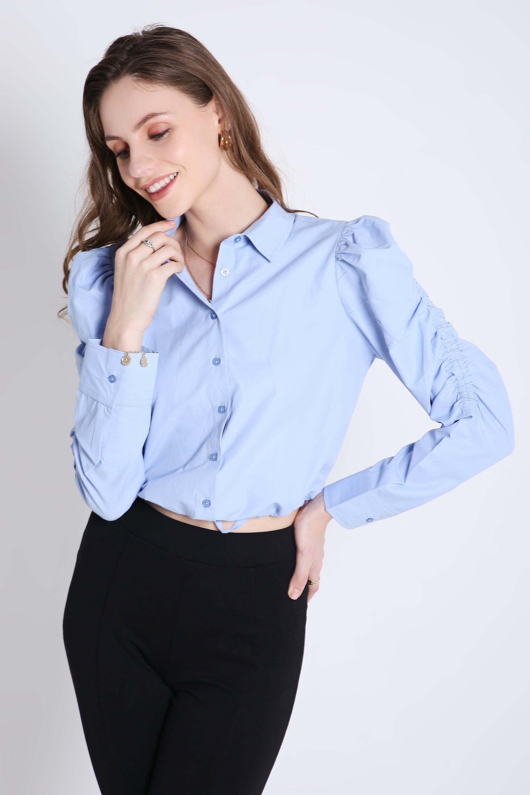 Rushed Sleeve Crop Shirt FRENCH THEORY