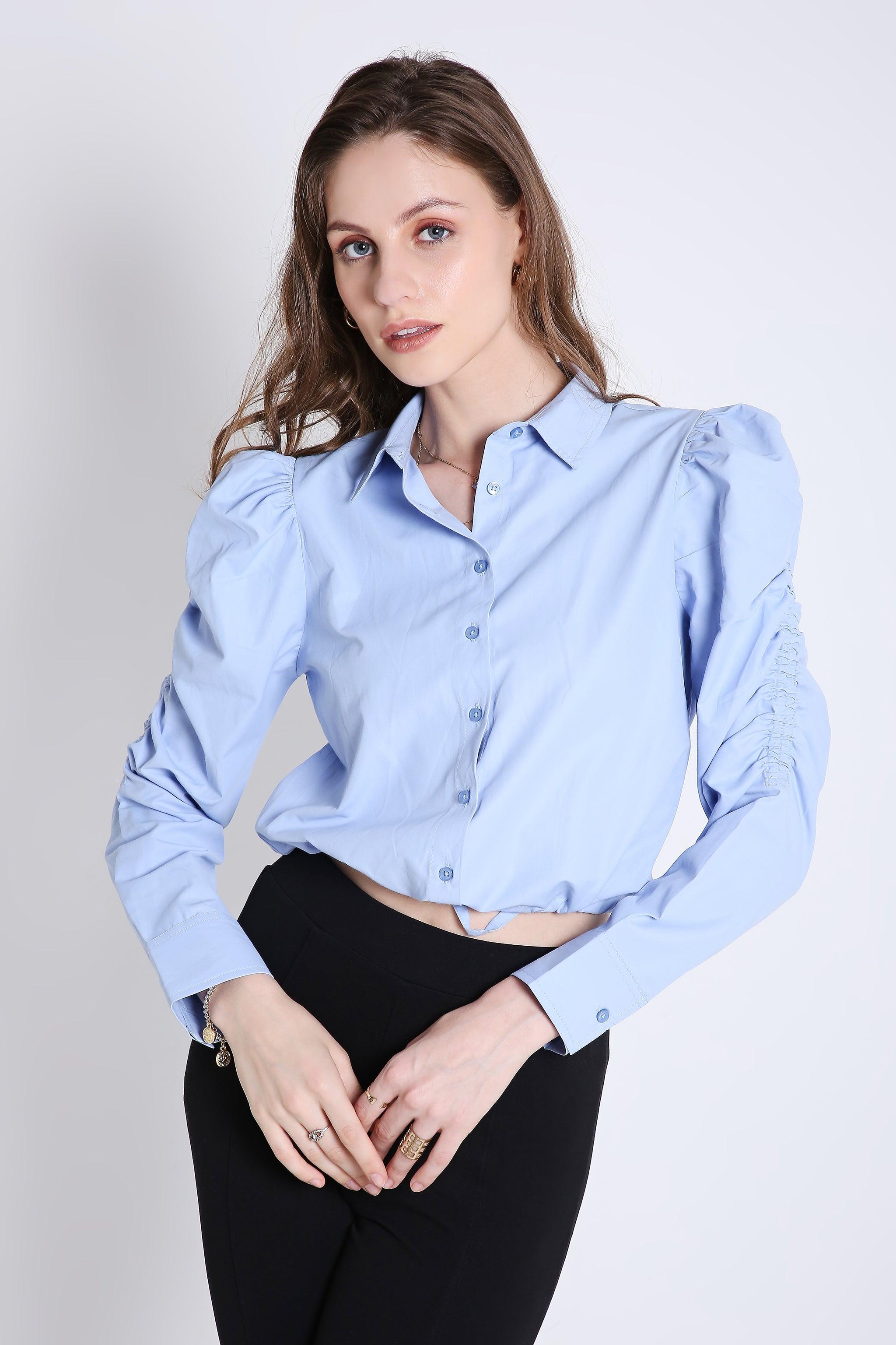 Rushed Sleeve Crop Shirt FRENCH THEORY