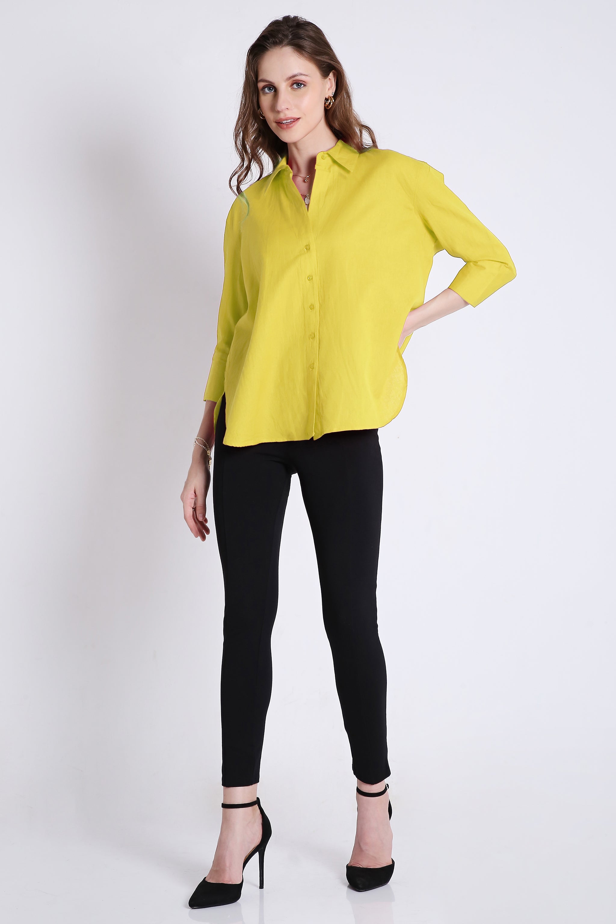 Oversized Yellow Linen Shirt