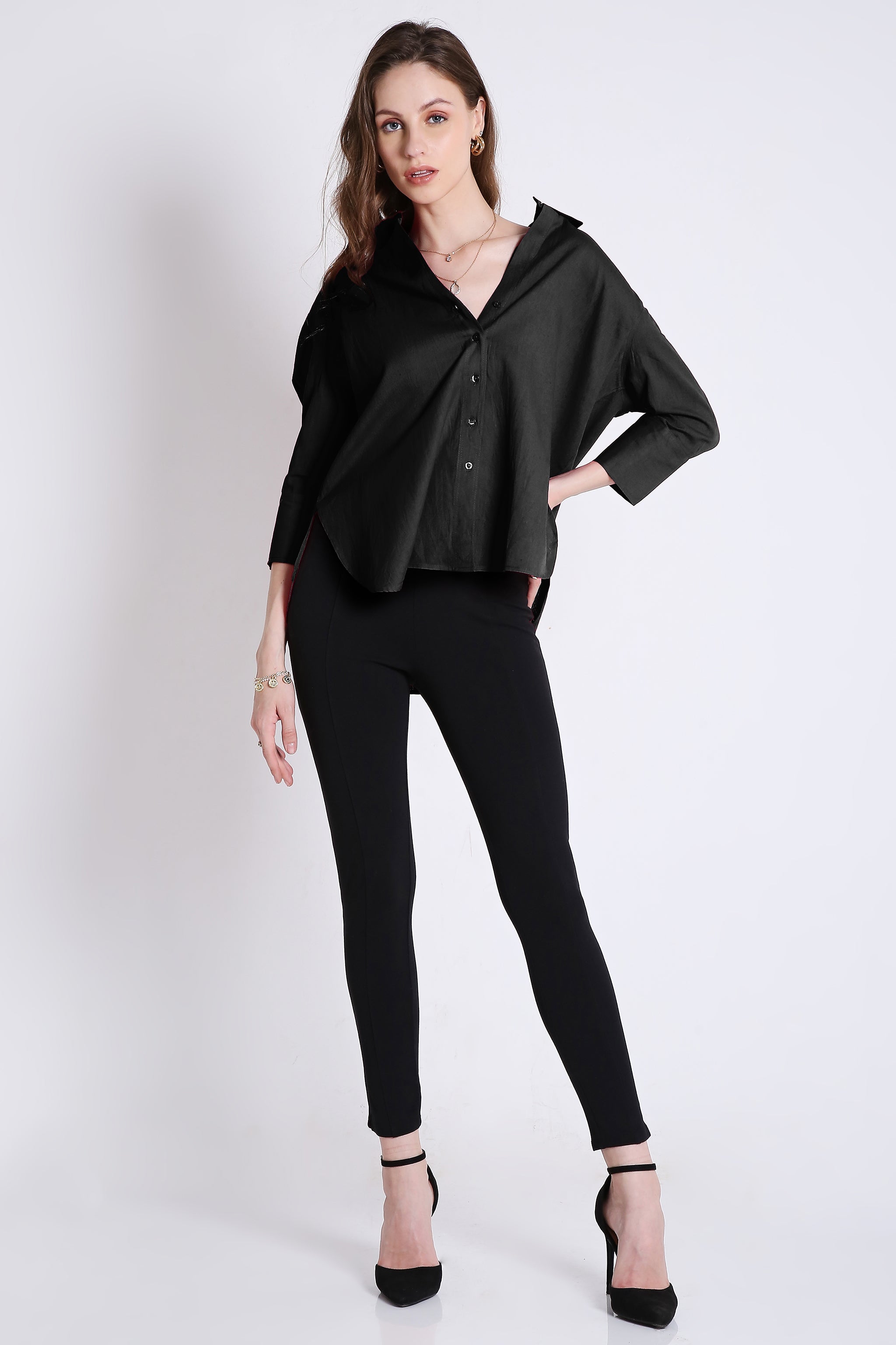 Oversized Black Linen Shirt