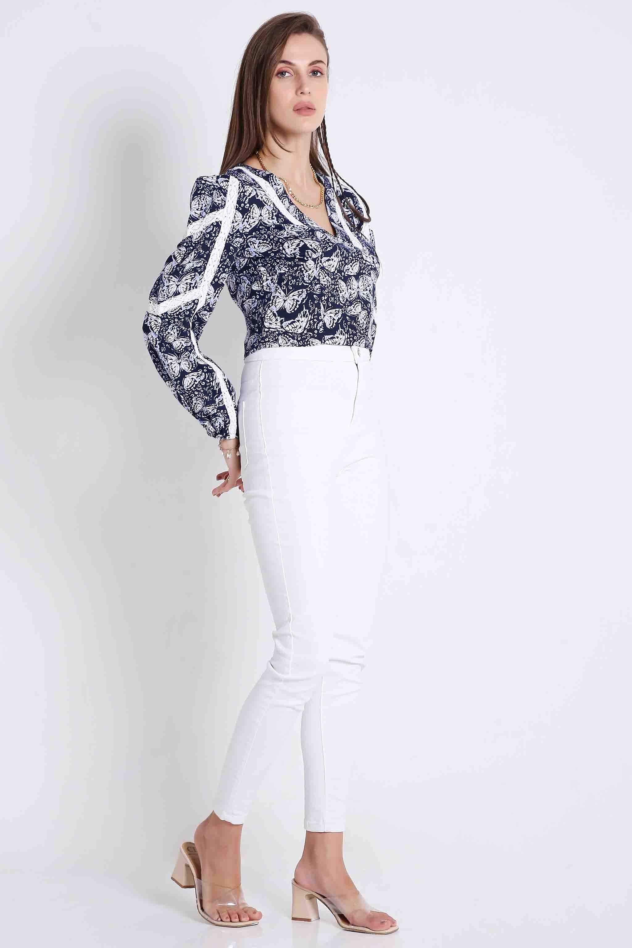 Empire Line Crop Top with Lace Details FRENCH THEORY