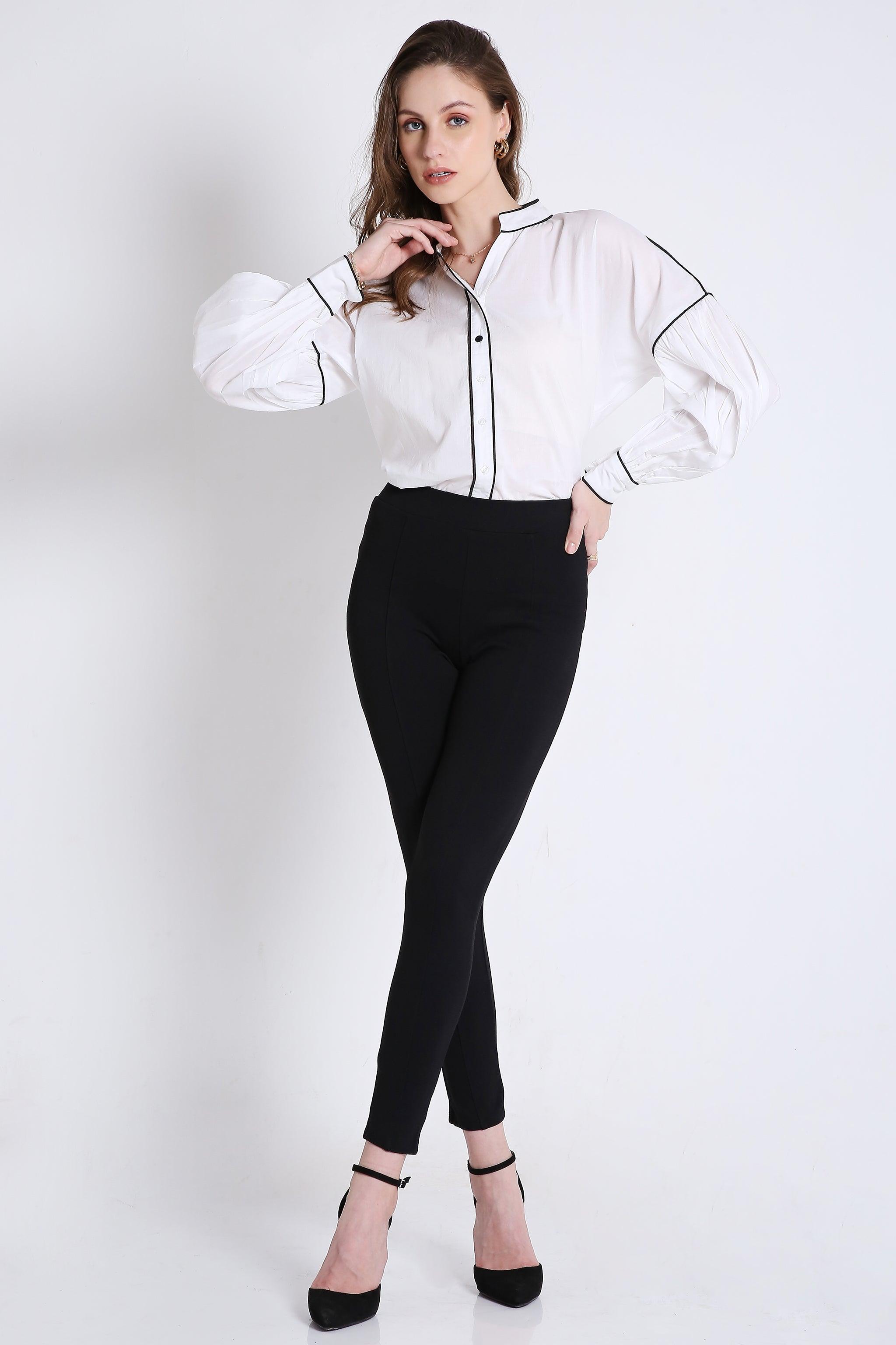 Cotton Over Sized Shirt with Contrast Piping FRENCH THEORY