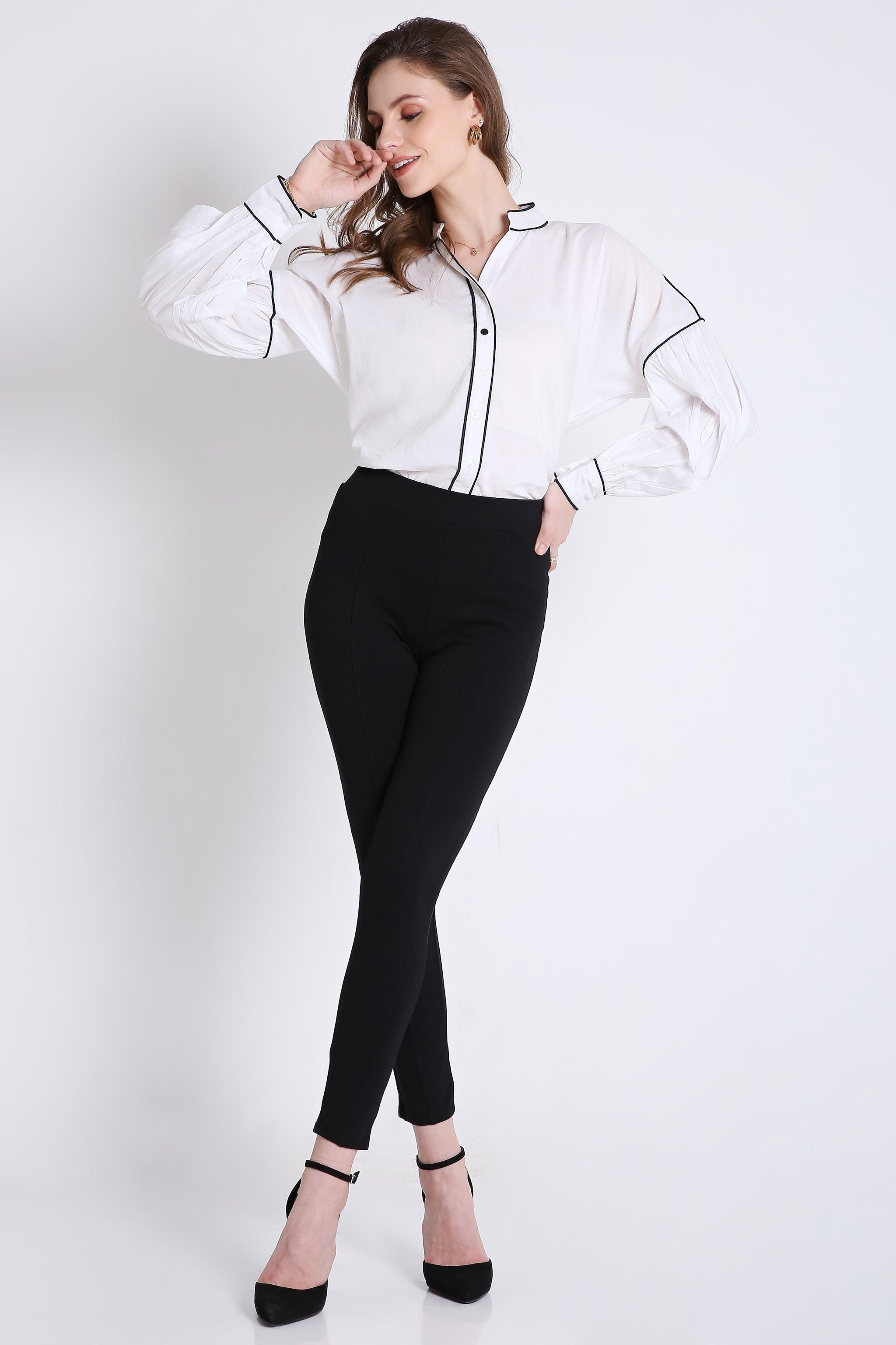 Cotton Over Sized Shirt with Contrast Piping FRENCH THEORY