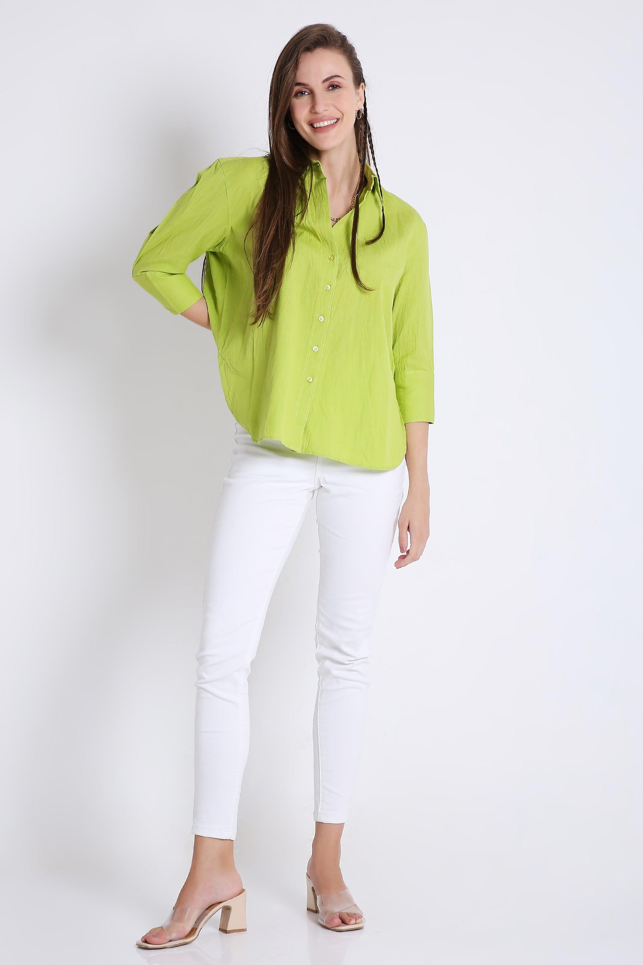 3/4th Sleeve Oversized Linen Blend Shirt FRENCH THEORY