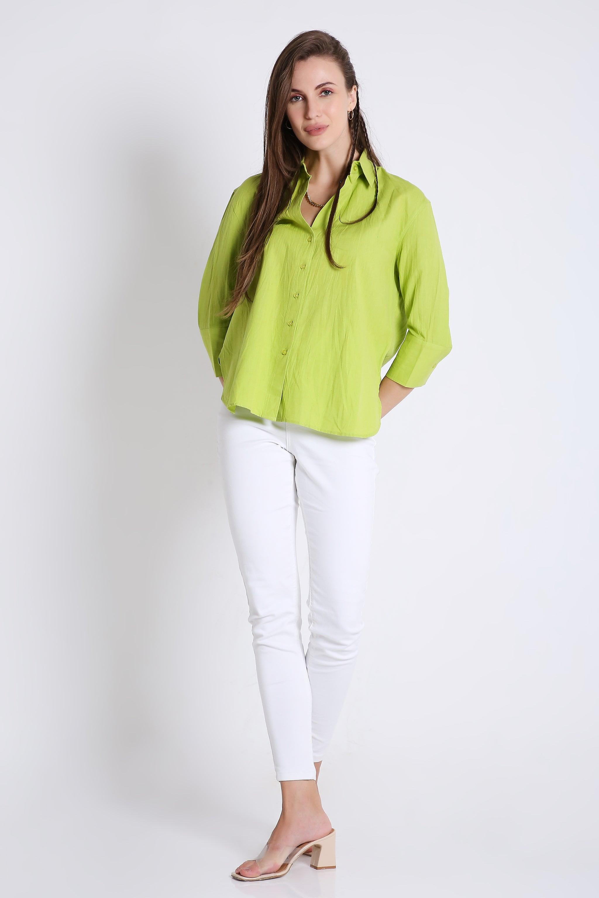 3/4th Sleeve Oversized Linen Blend Shirt FRENCH THEORY