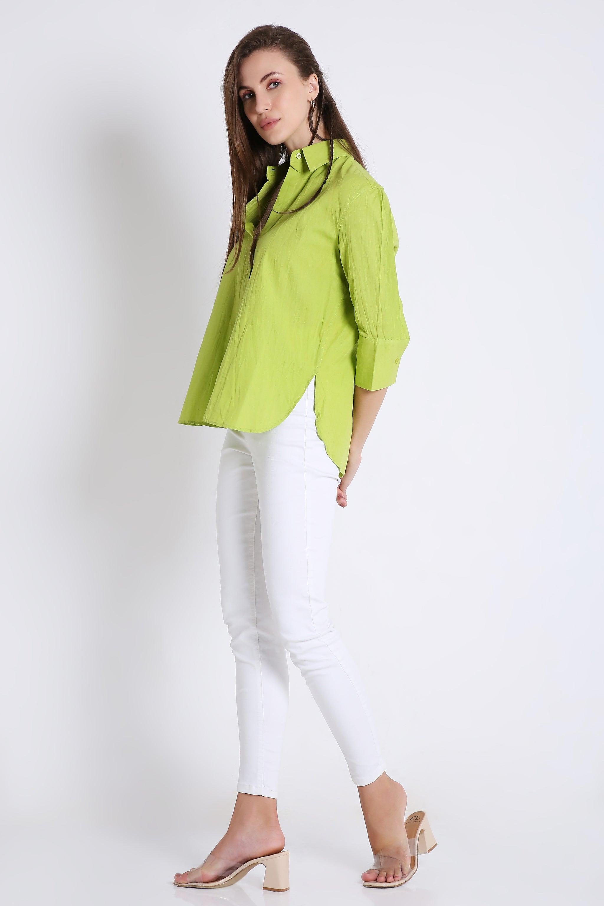 3/4th Sleeve Oversized Linen Blend Shirt FRENCH THEORY