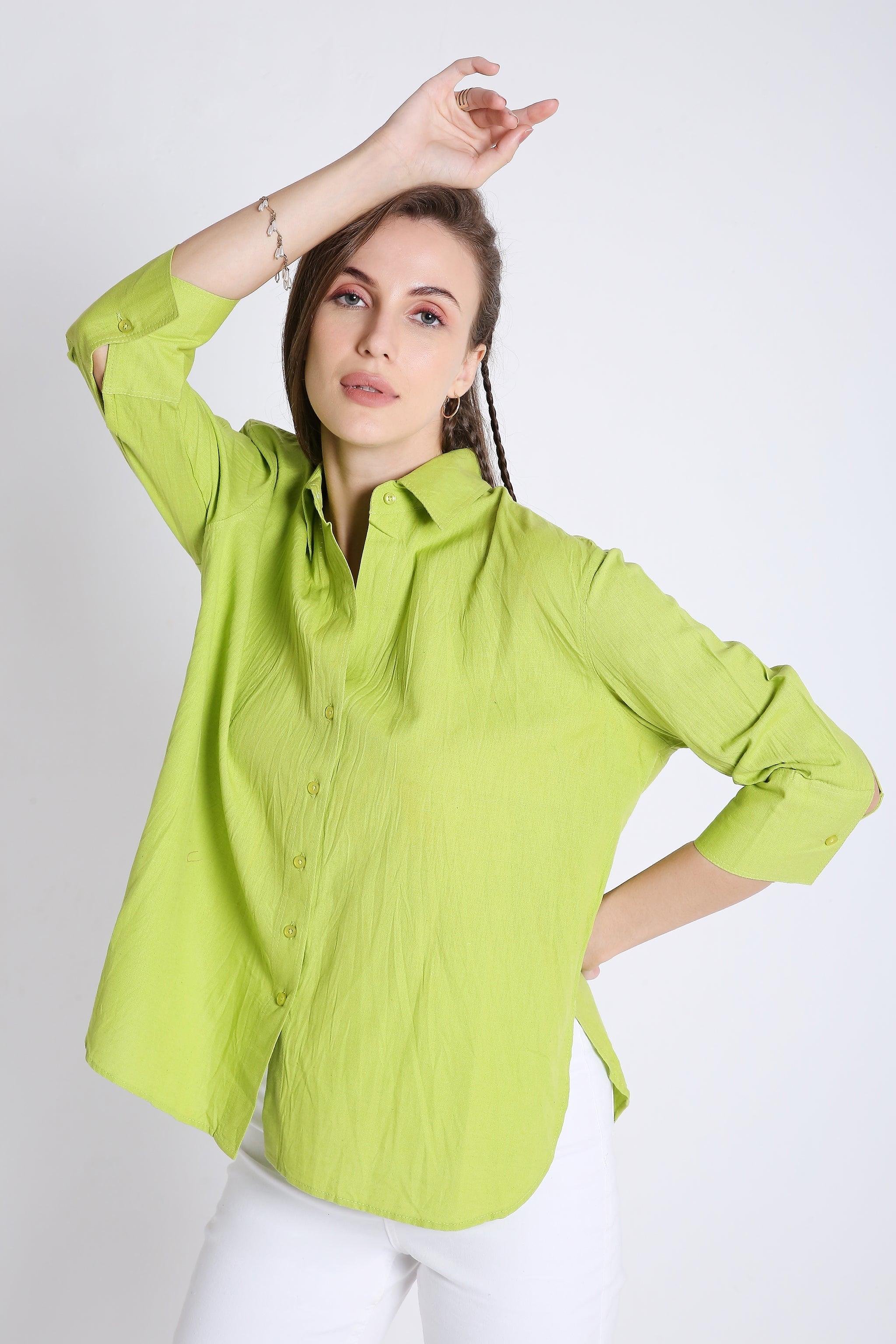 3/4th Sleeve Oversized Linen Blend Shirt FRENCH THEORY