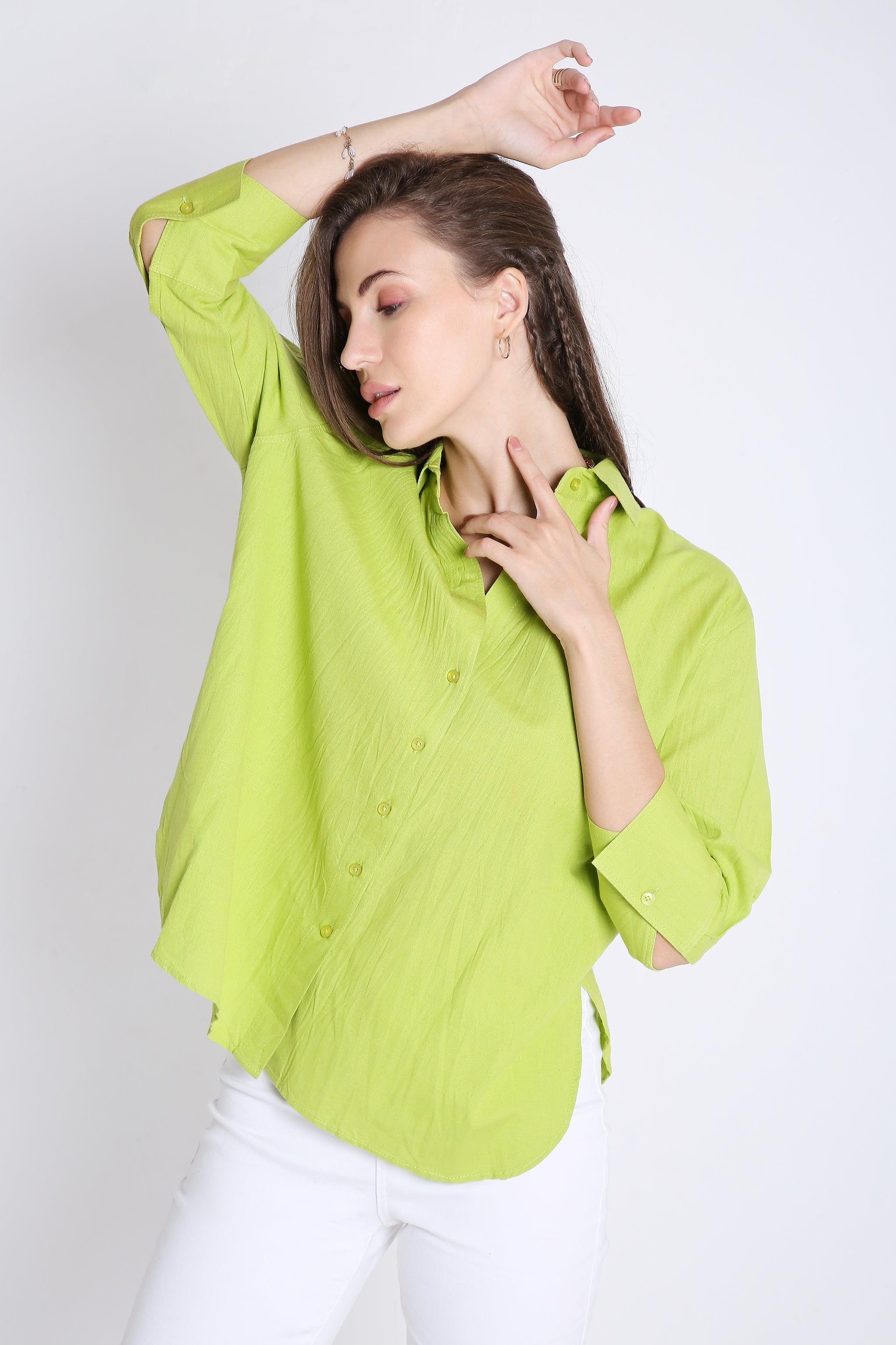 3/4th Sleeve Oversized Linen Blend Shirt FRENCH THEORY