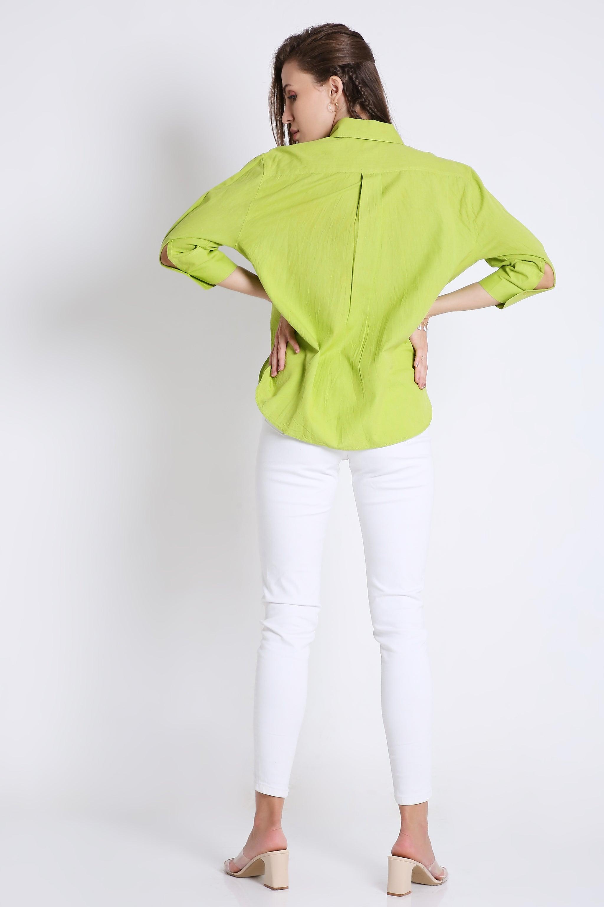 3/4th Sleeve Oversized Linen Blend Shirt FRENCH THEORY