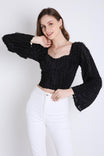 Poly Jacquard Crop Top with Long Sleeve FRENCH THEORY