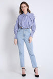 Stripes Fashion Pleated Crop Shirt FRENCH THEORY