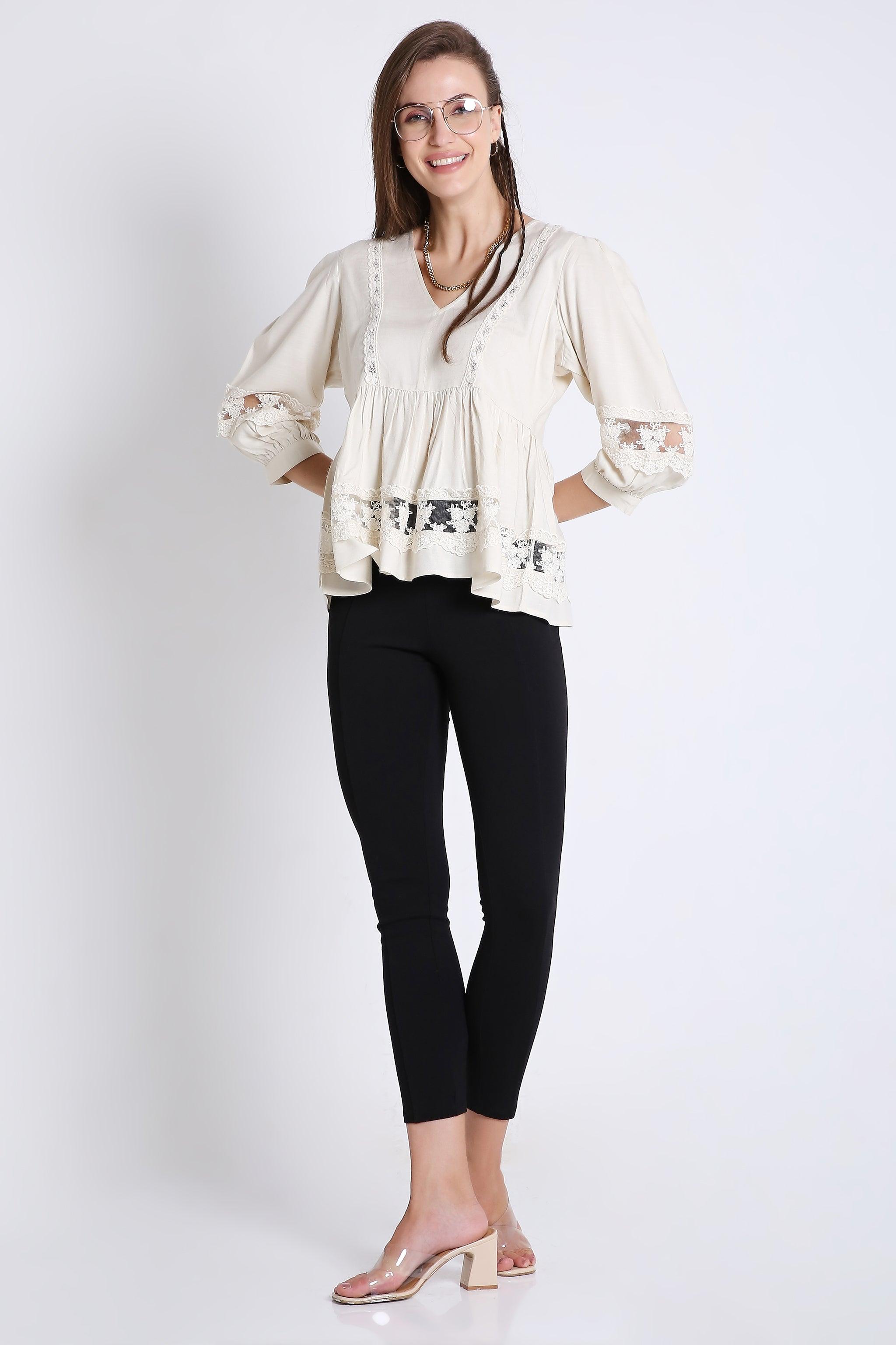 Flared Top with Lace Details FRENCH THEORY