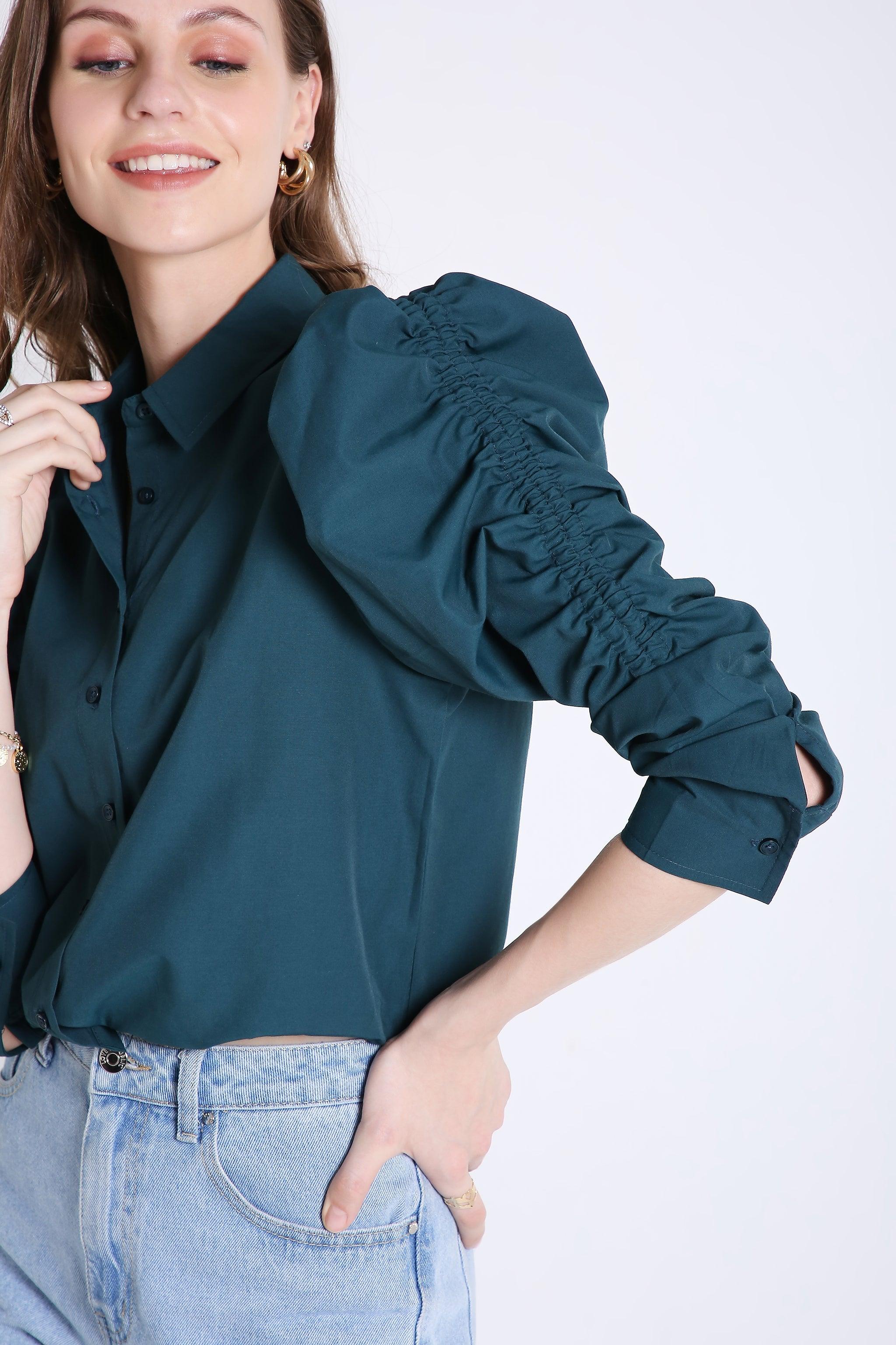 Rushed Sleeve Crop Shirt FRENCH THEORY