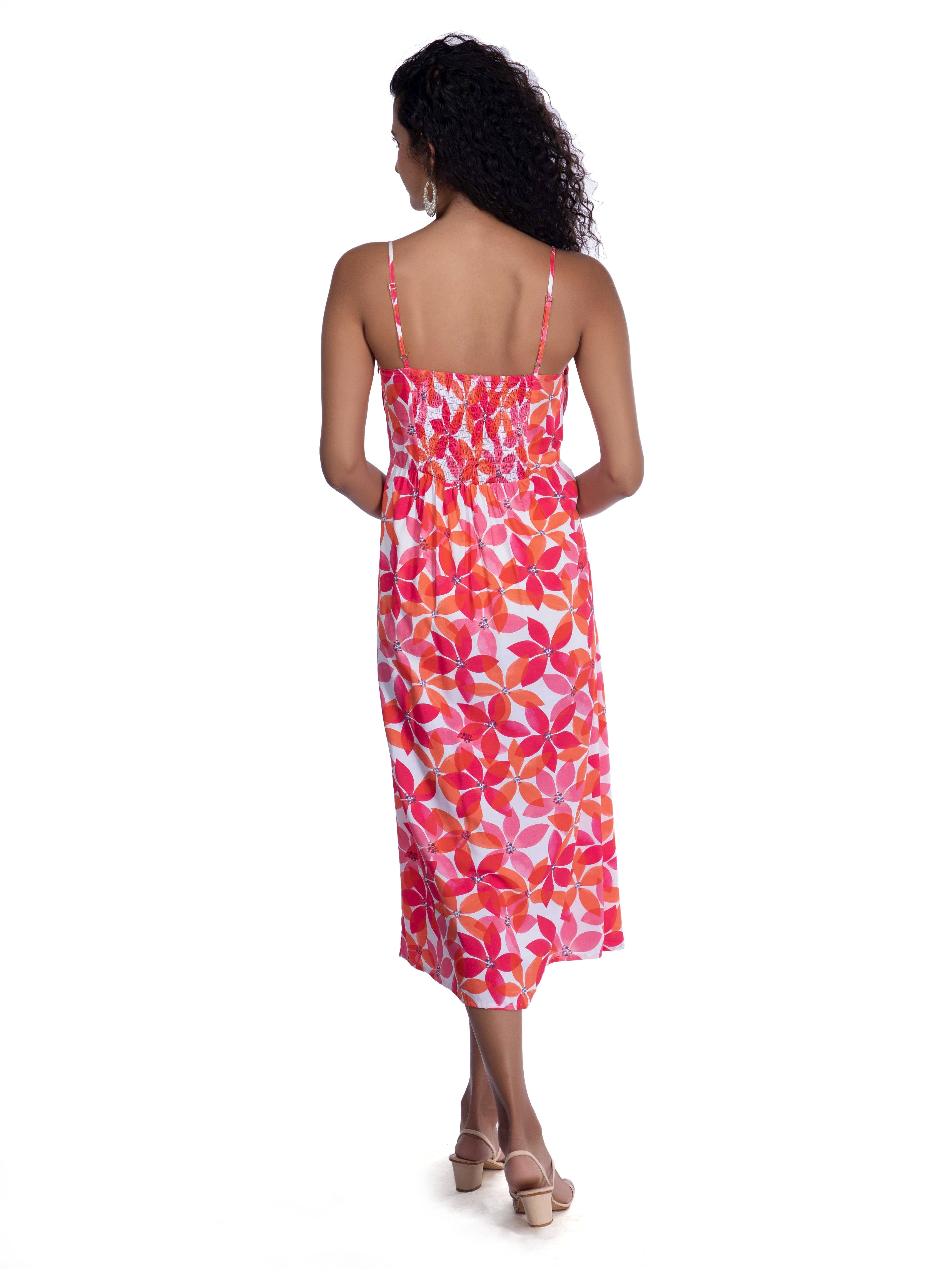 White Floral Printed Midi Dress FRENCH THEORY