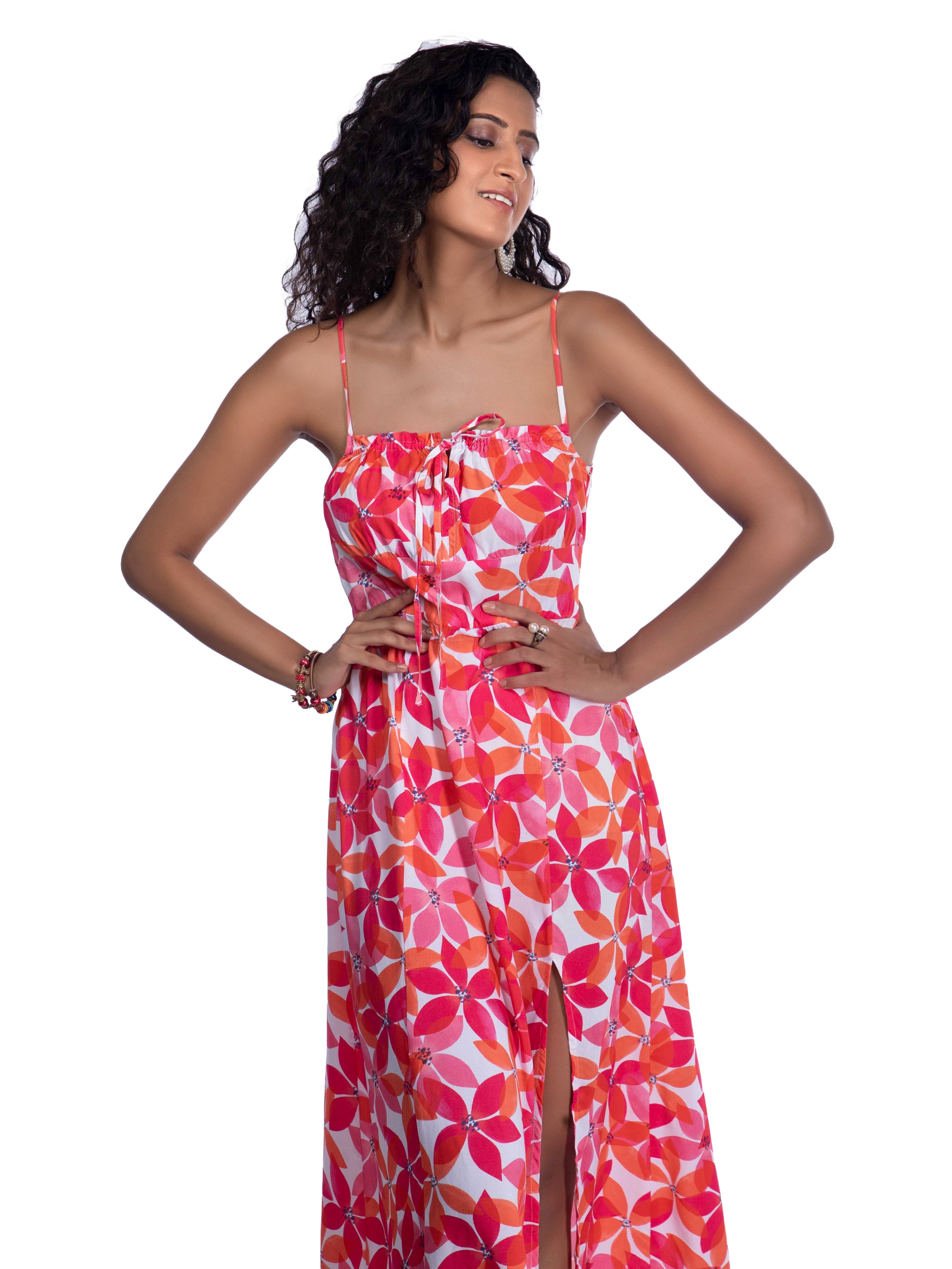 White Floral Printed Midi Dress FRENCH THEORY