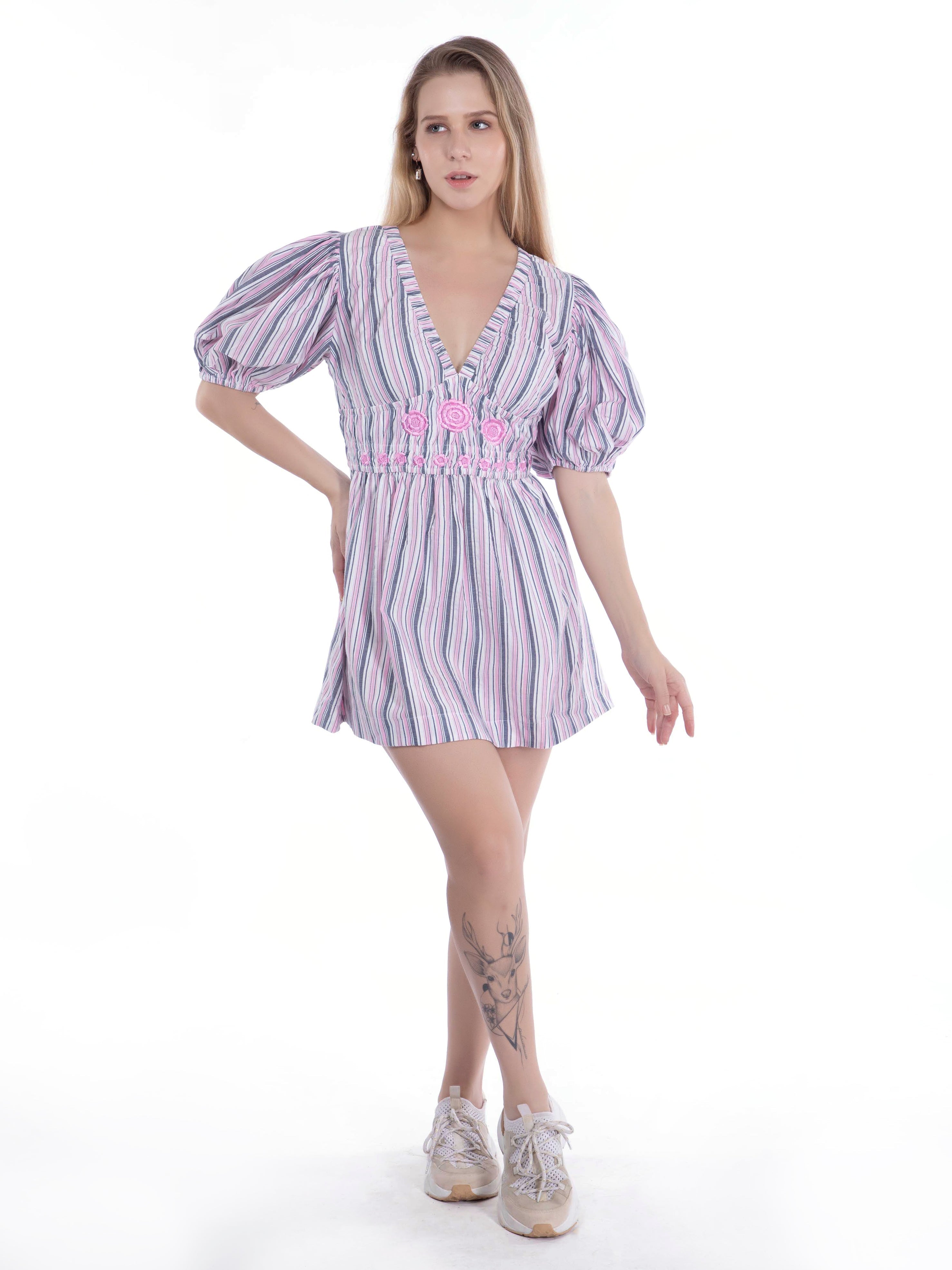 Pink & Gray Fit & Flare Dress FRENCH THEORY