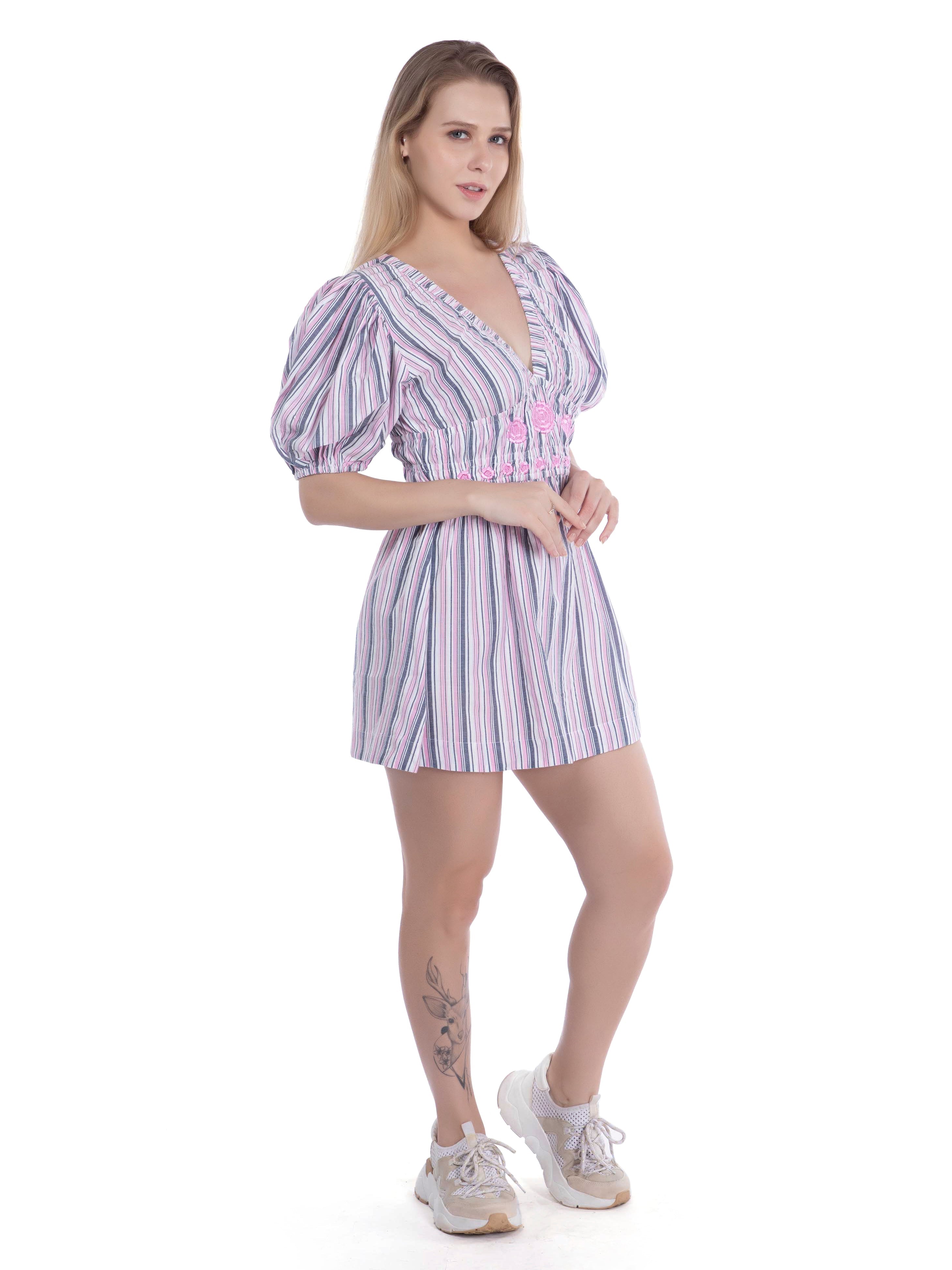 Pink & Gray Fit & Flare Dress FRENCH THEORY