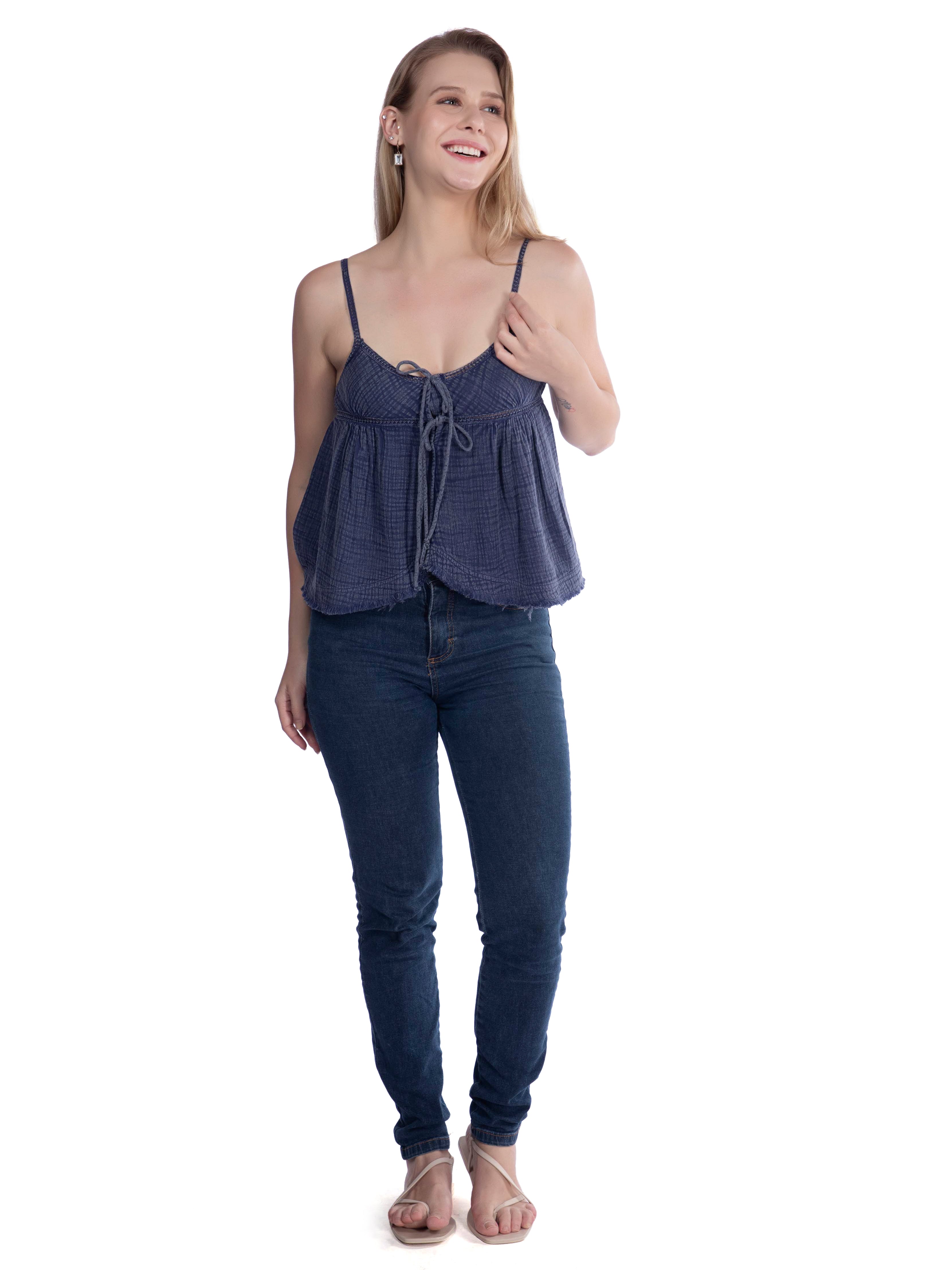 Blue Boho Chic Cotton Top