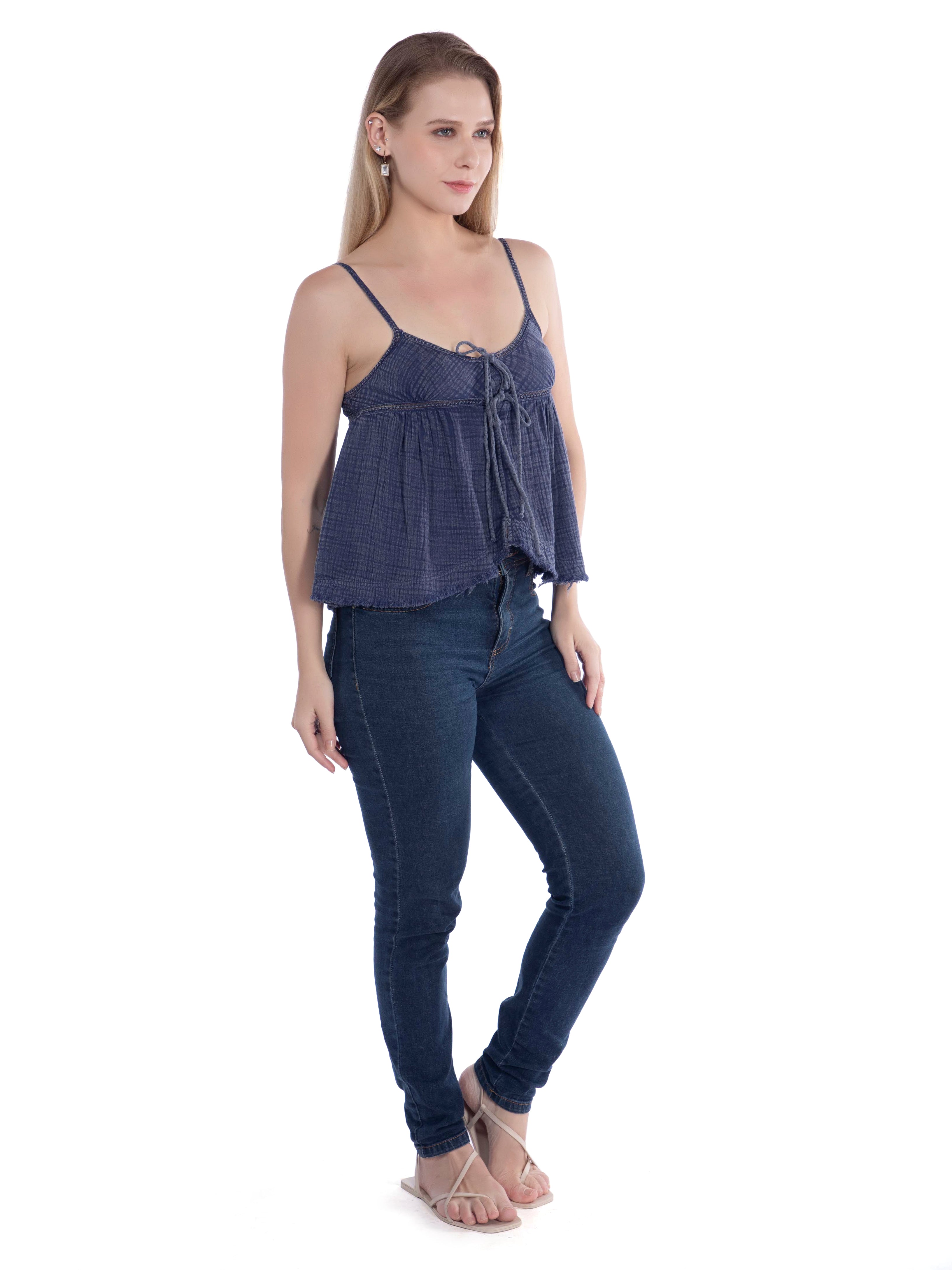 Blue Boho Chic Cotton Top