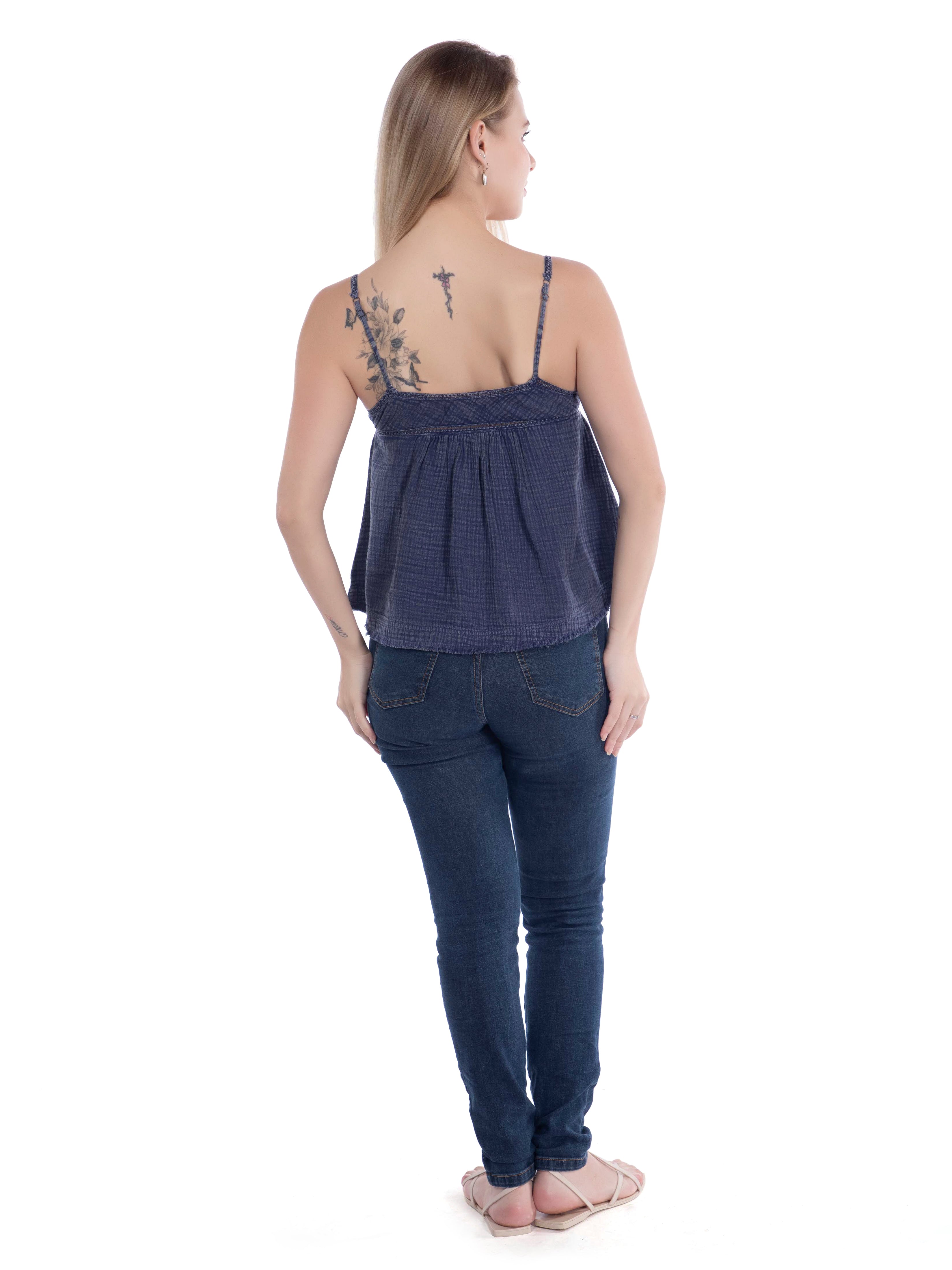 Blue Boho Chic Cotton Top