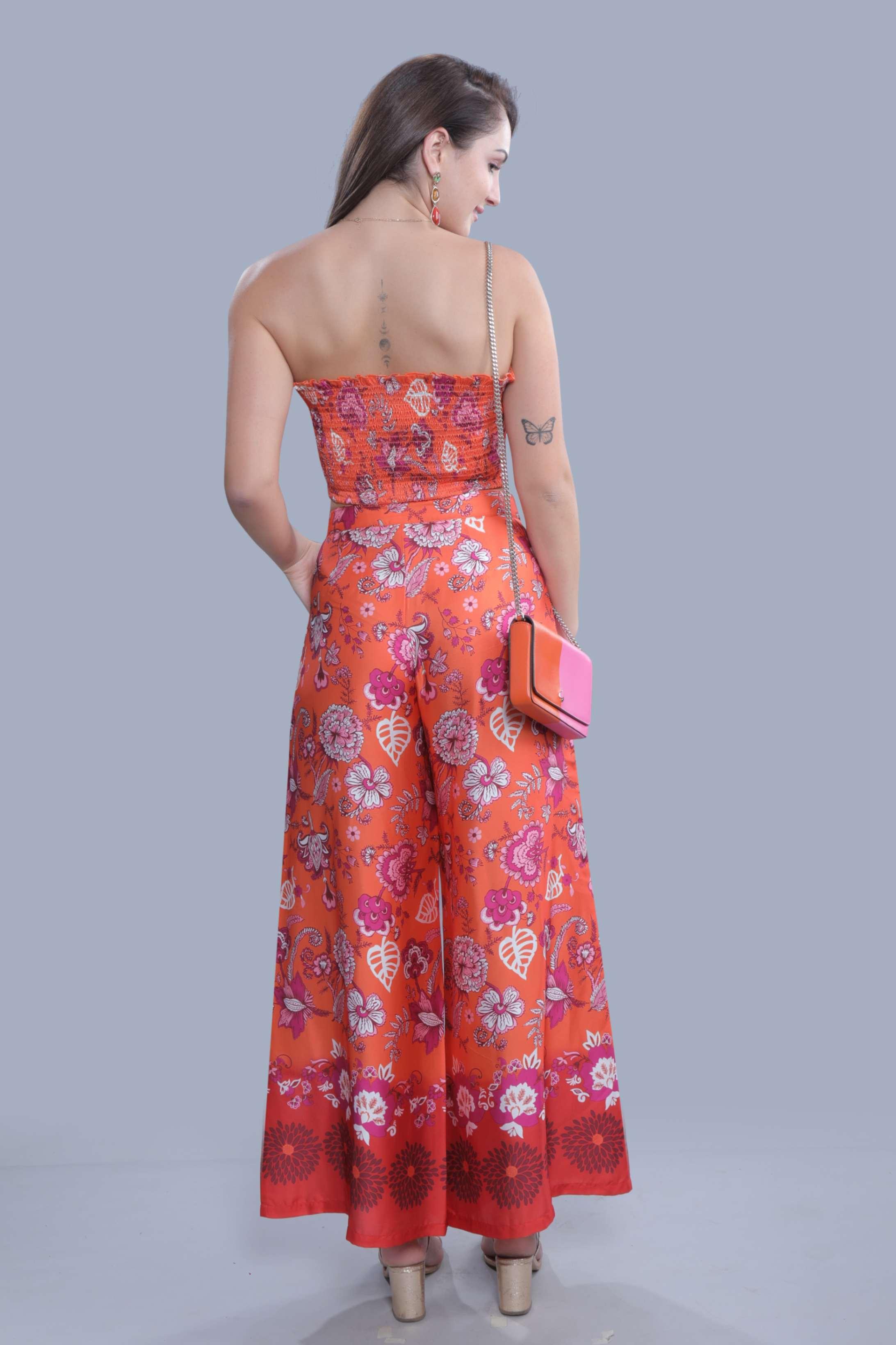 Orange Printed Bandeau Top FRENCH THEORY