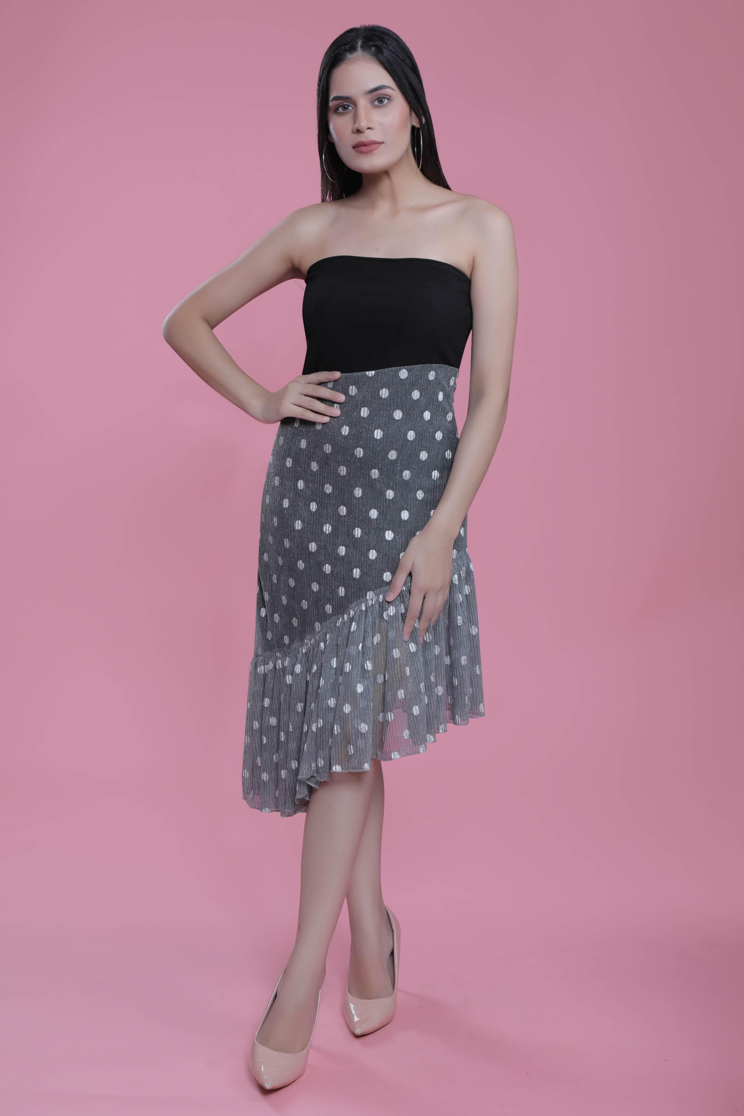 Black Jacquard A-Line Shimmer Party Dress FRENCH THEORY