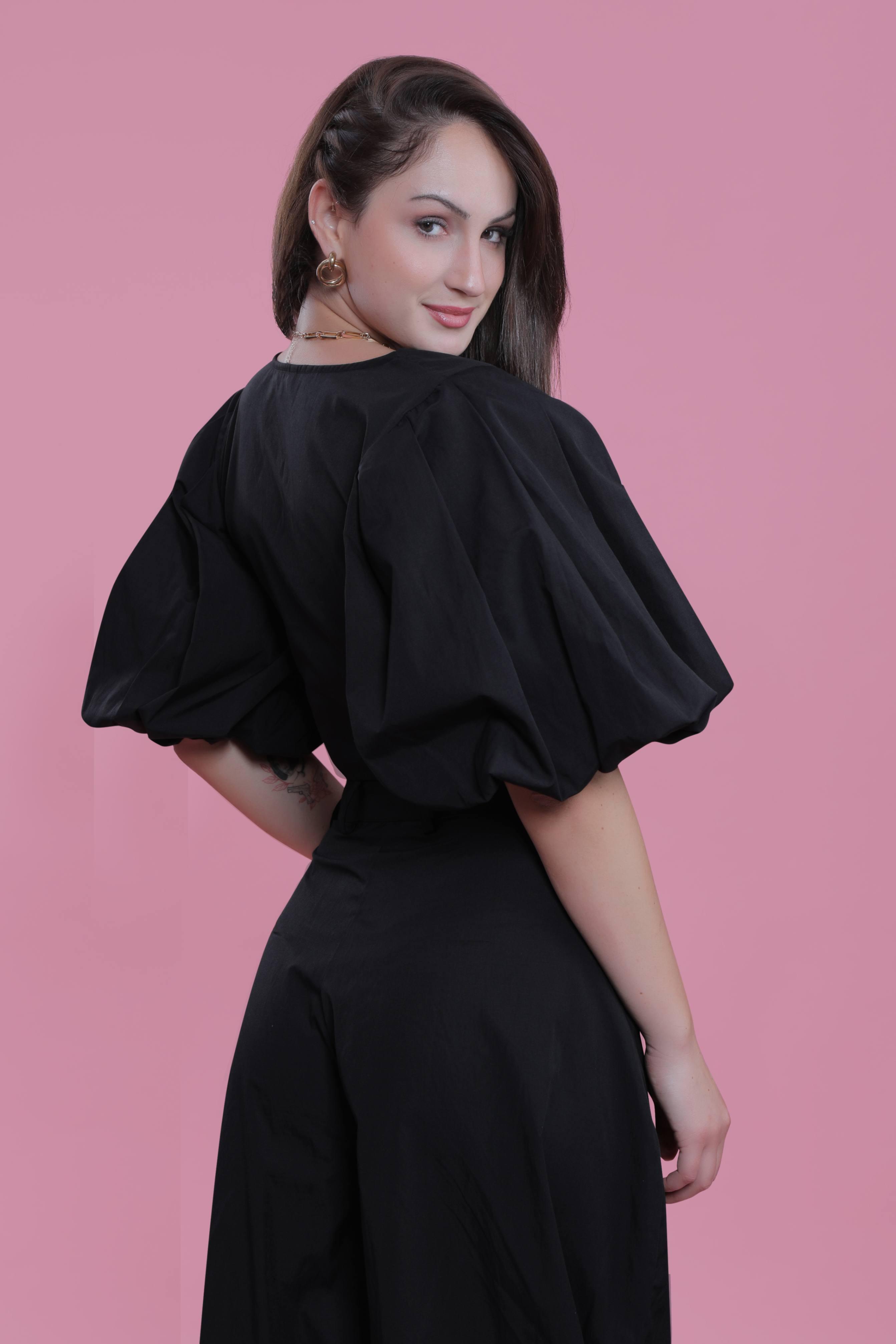 Balloon Sleeve Resort Wear Fitted Top FRENCH THEORY