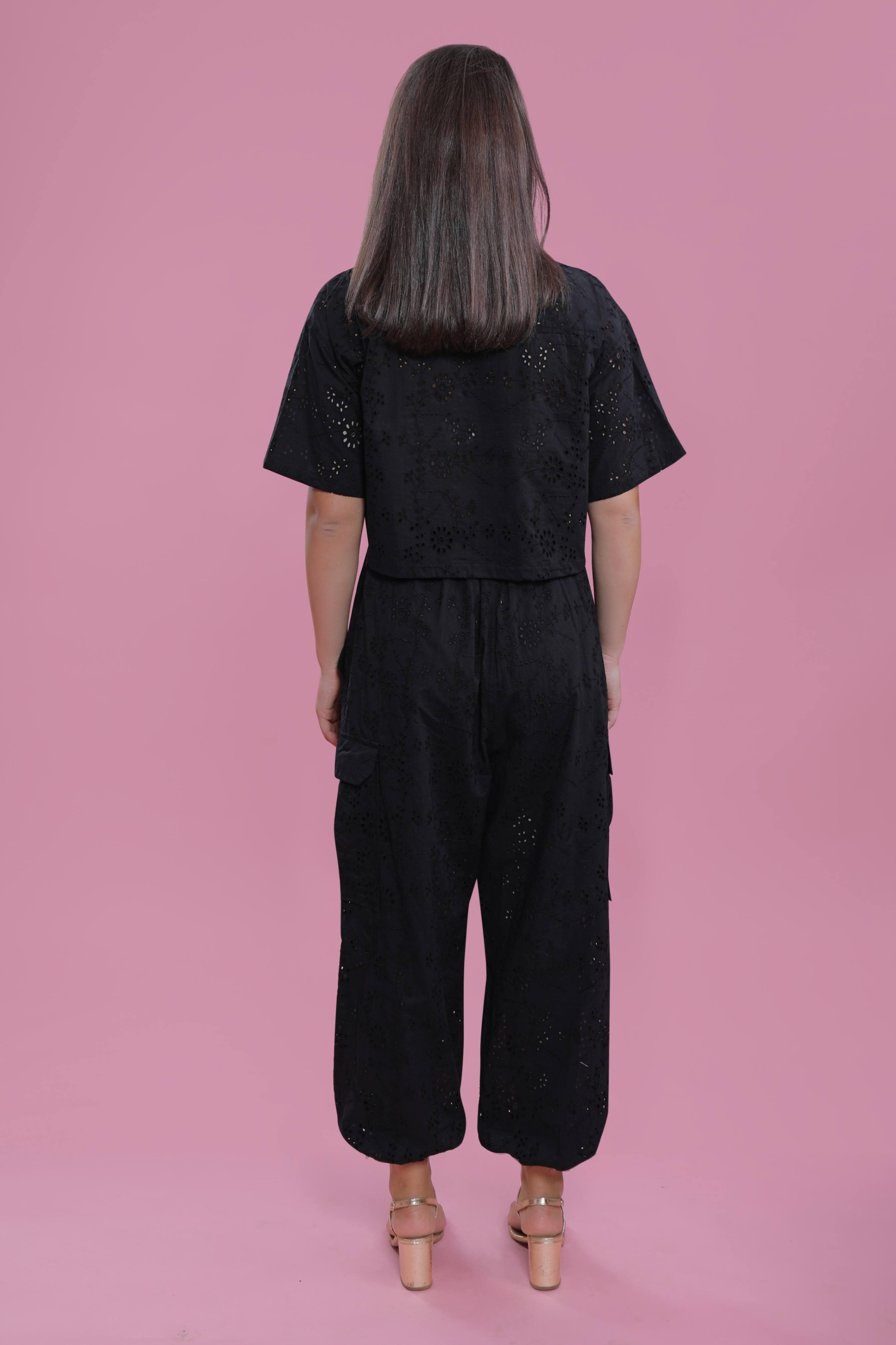 Boxy Fit Schiffli Short Sleeve Crop Shirt FRENCH THEORY