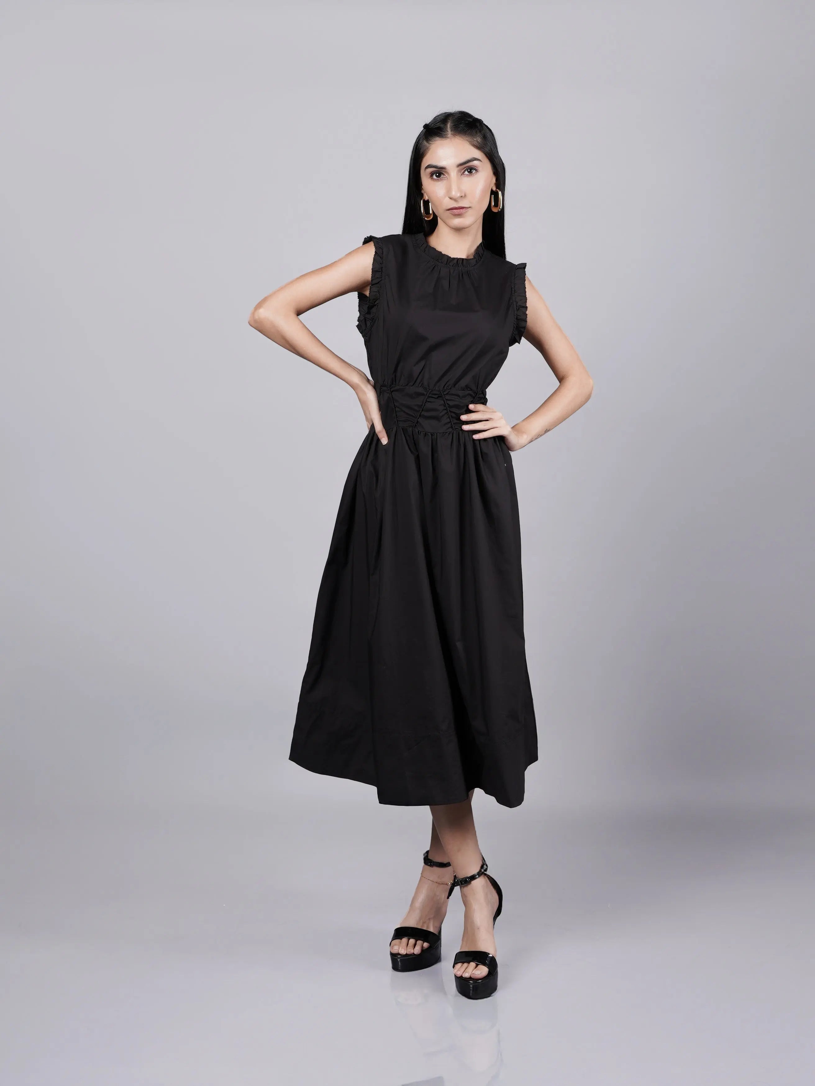 Old Money Influence Black Dress
