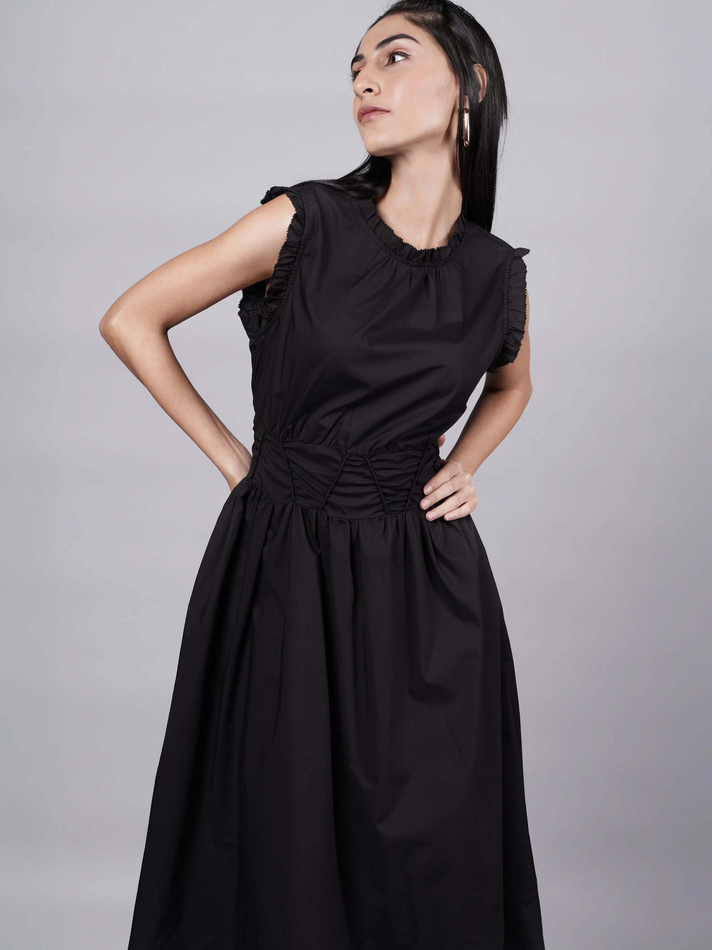 Old Money Influence Black Dress