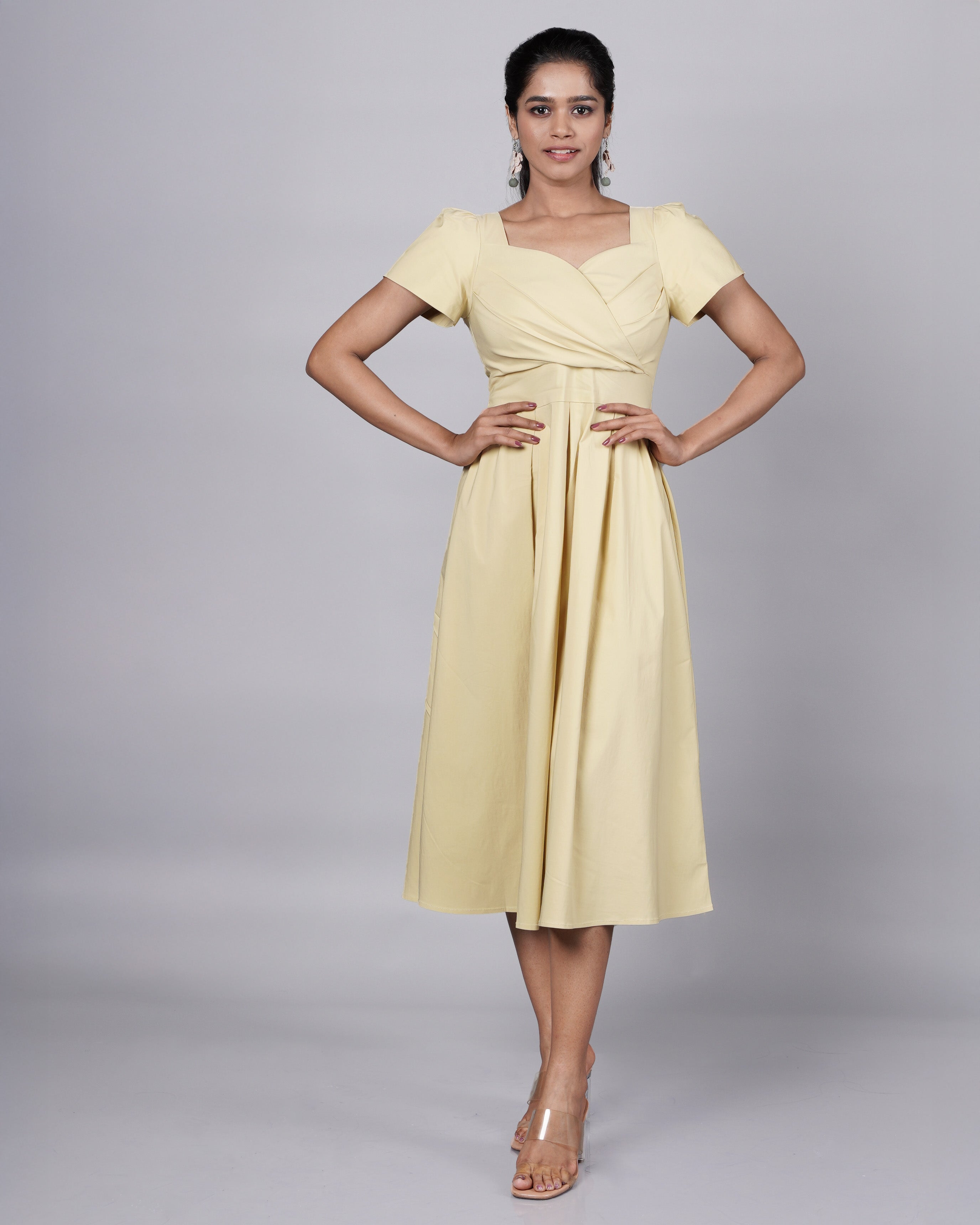 Vintage Style Yellow Cotton Dress