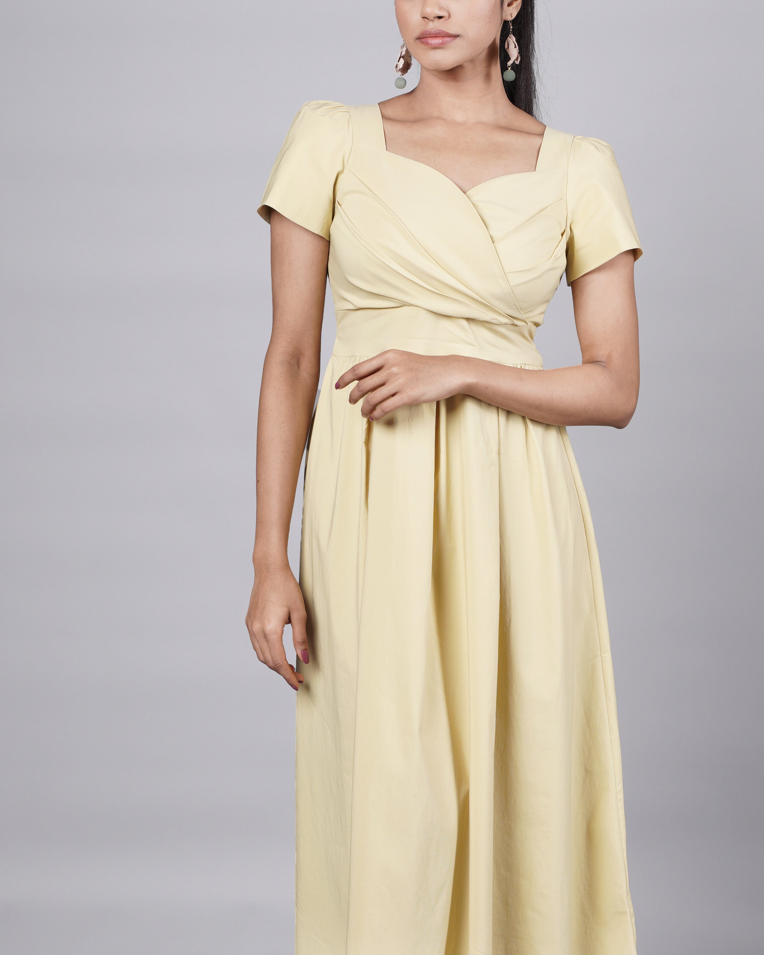 Vintage Style Yellow Cotton Dress