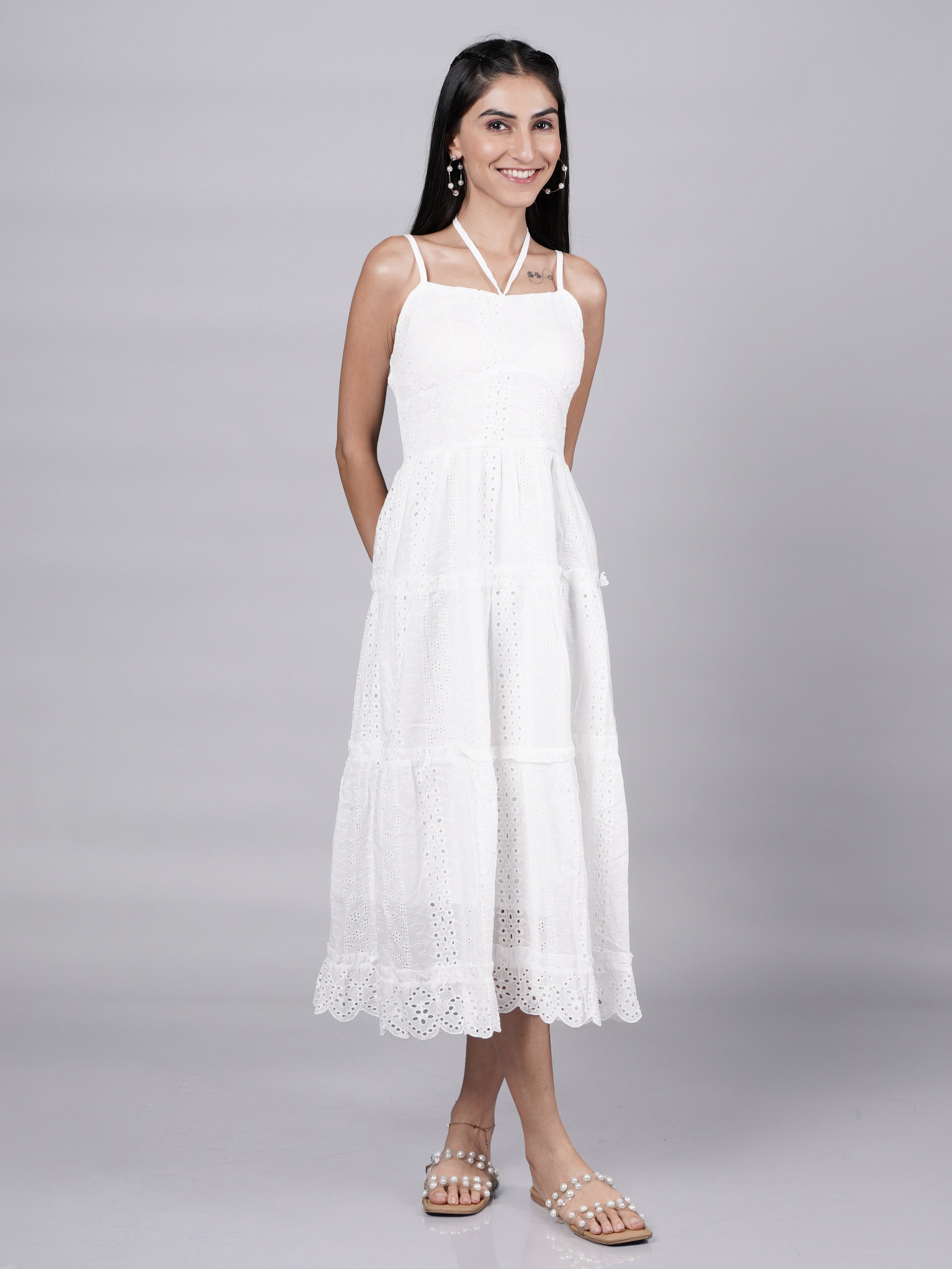Vintage White Slip Dress With English Embroidery