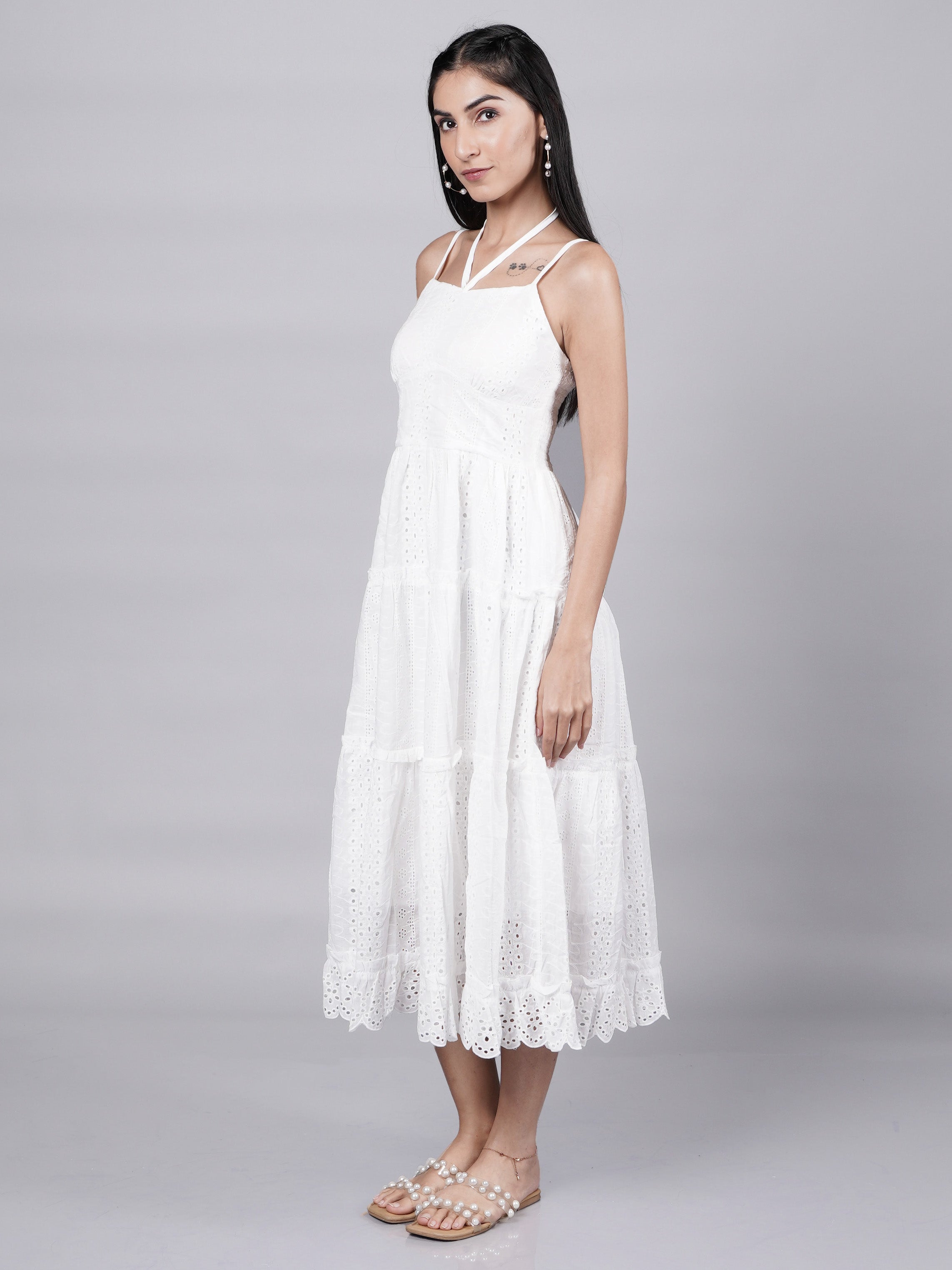 Vintage White Slip Dress With English Embroidery