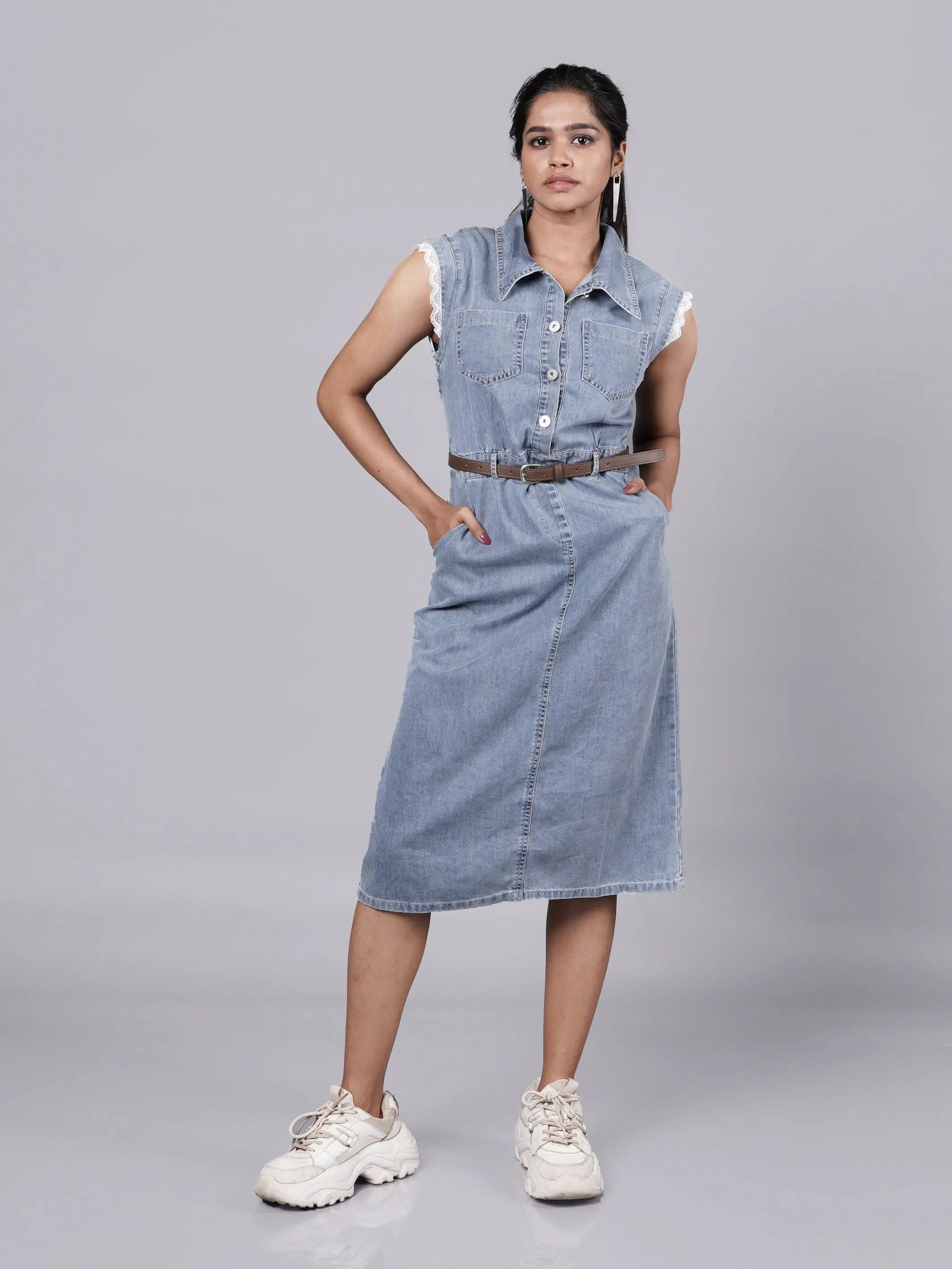 Gen Z Urban Dark Blue Denim Dress