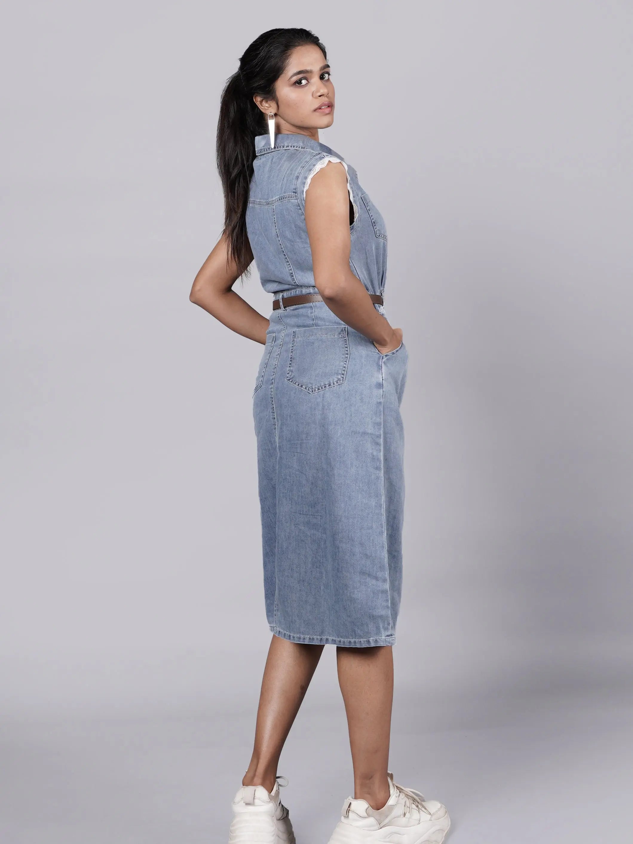 Gen Z Urban Dark Blue Denim Dress
