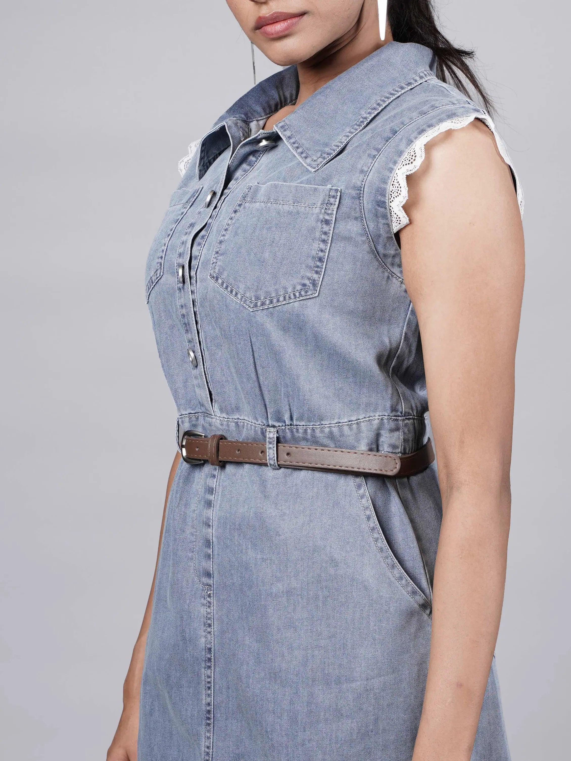 Gen Z Urban Dark Blue Denim Dress