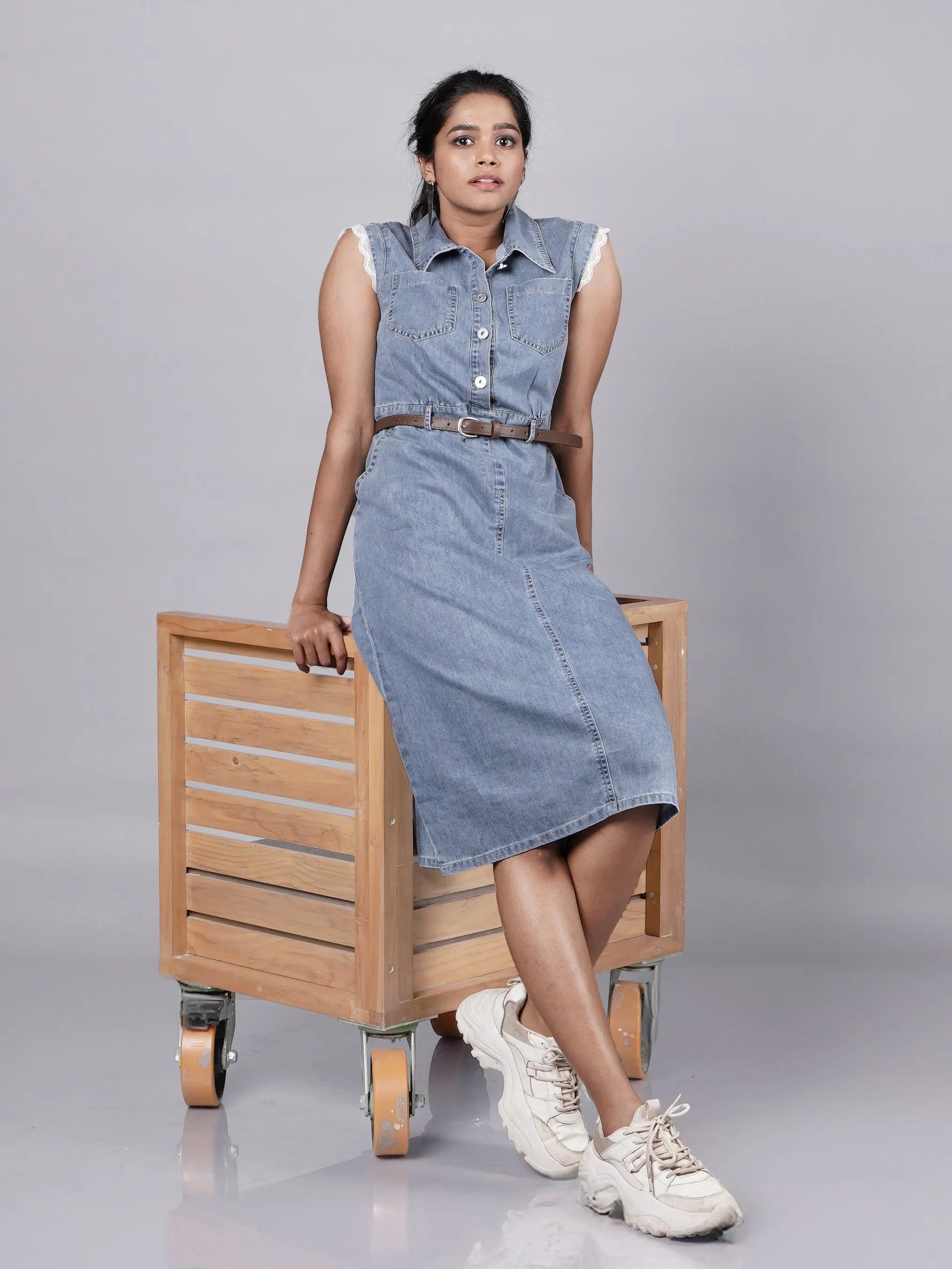 Gen Z Urban Dark Blue Denim Dress