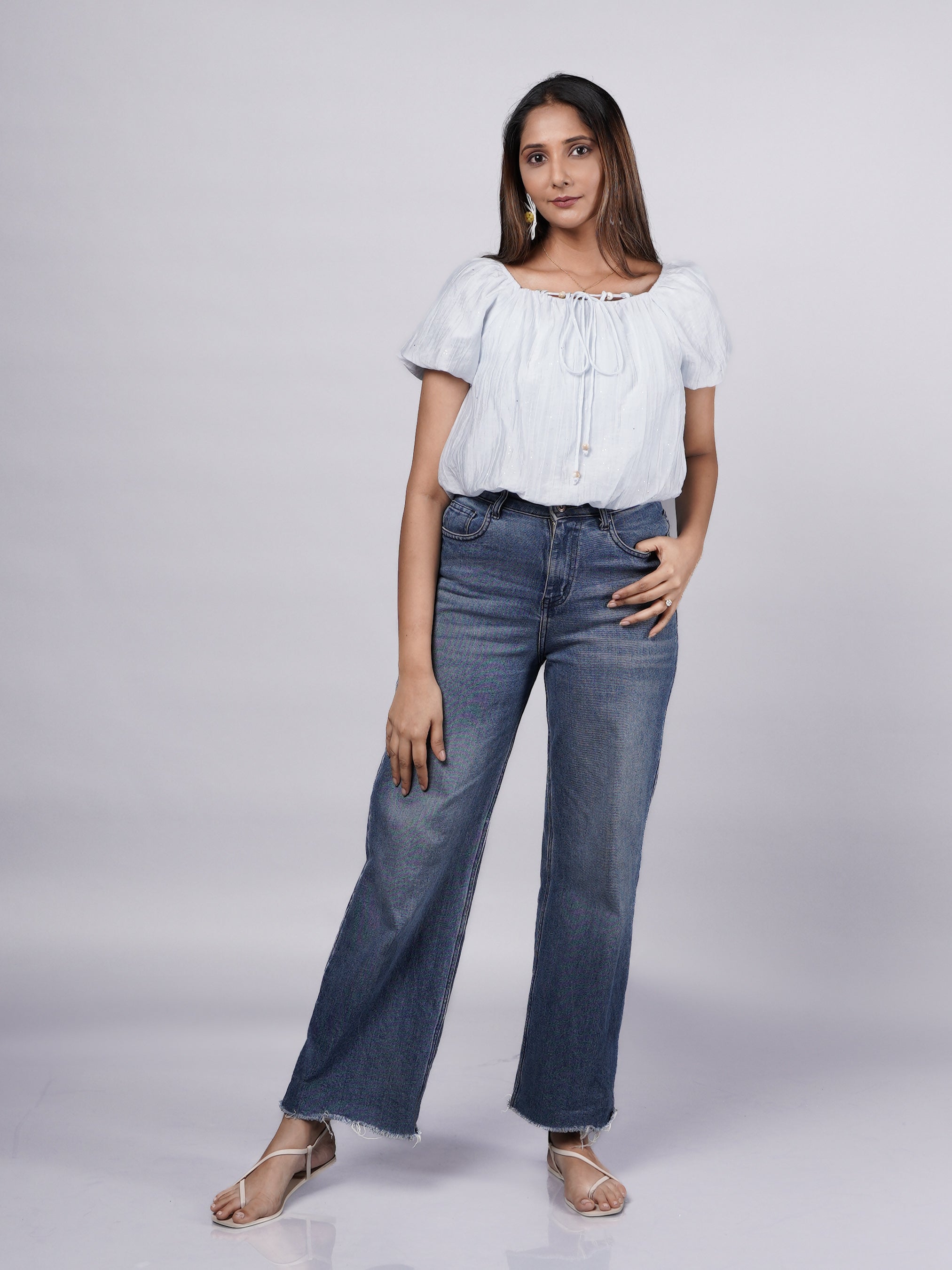 Off-Shoulder Puff-Sleeve Top
