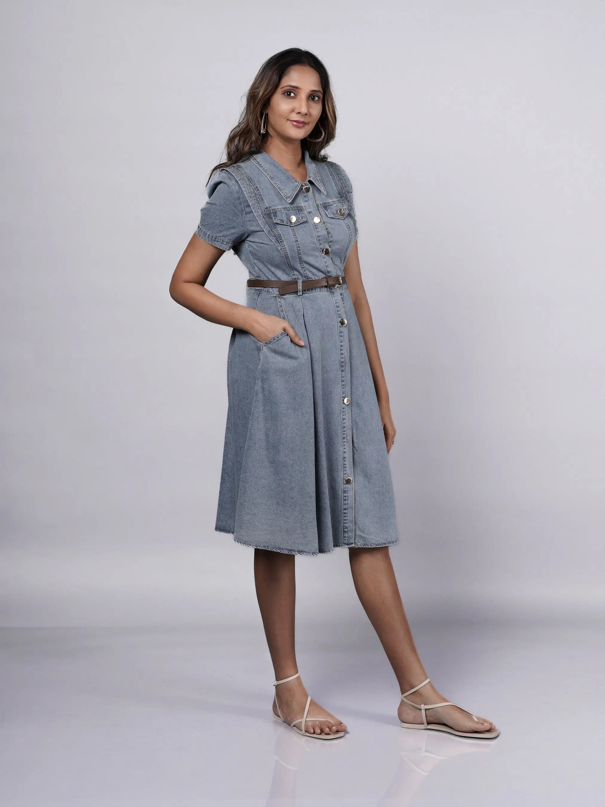 Denim Dress with Aesthetic Details