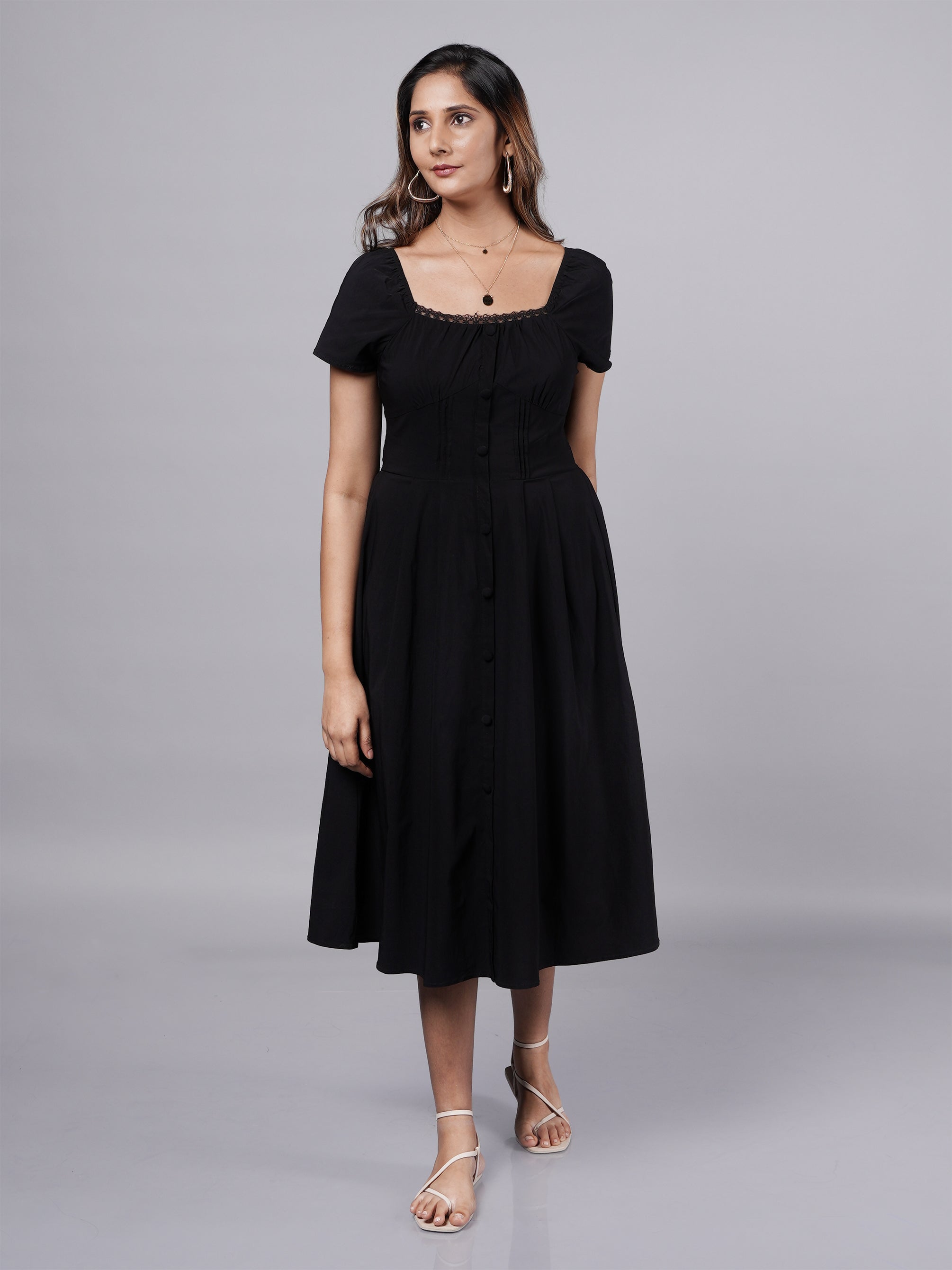 Corset-Inspired Black Dress