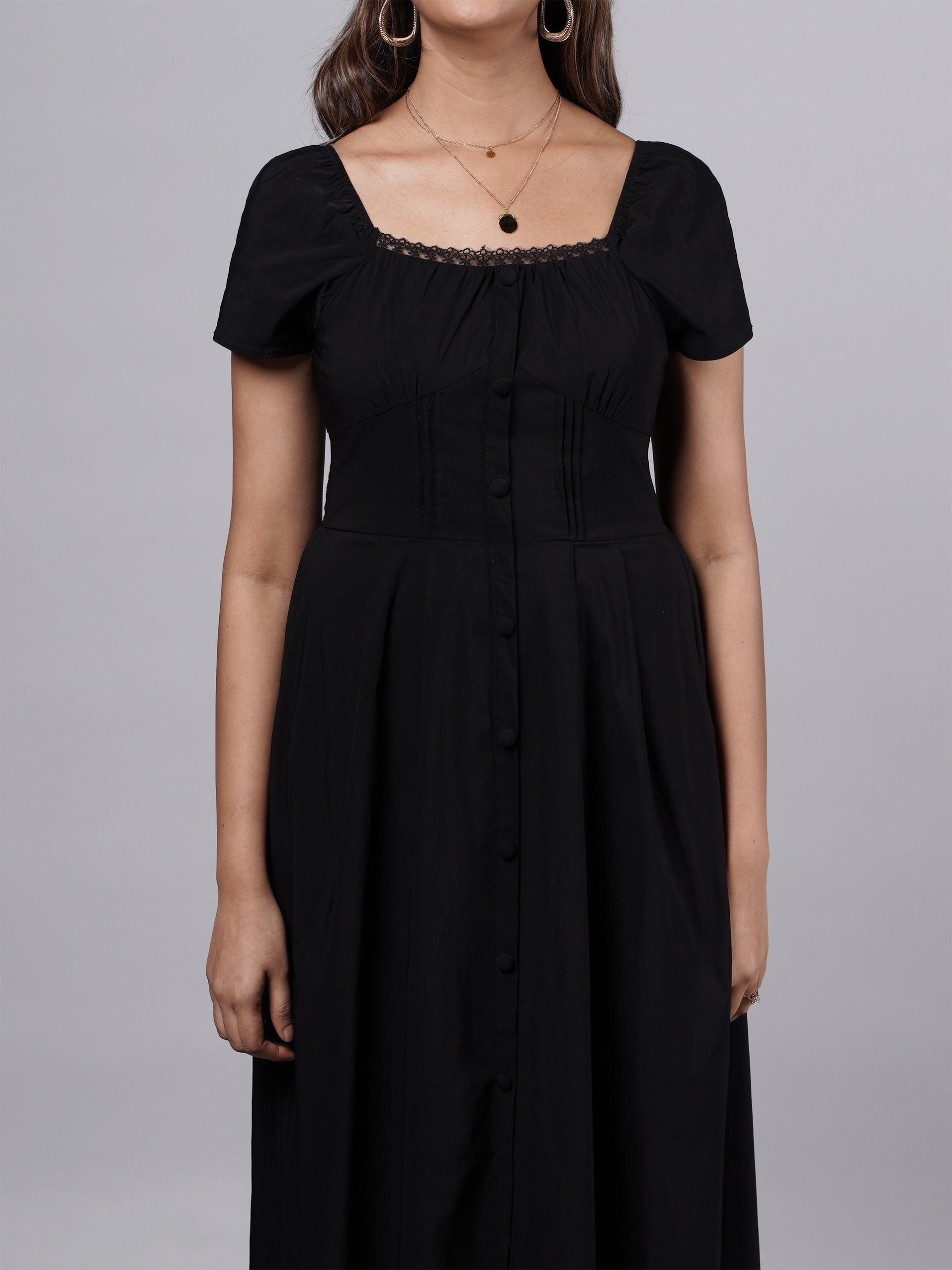 Corset-Inspired Black Dress