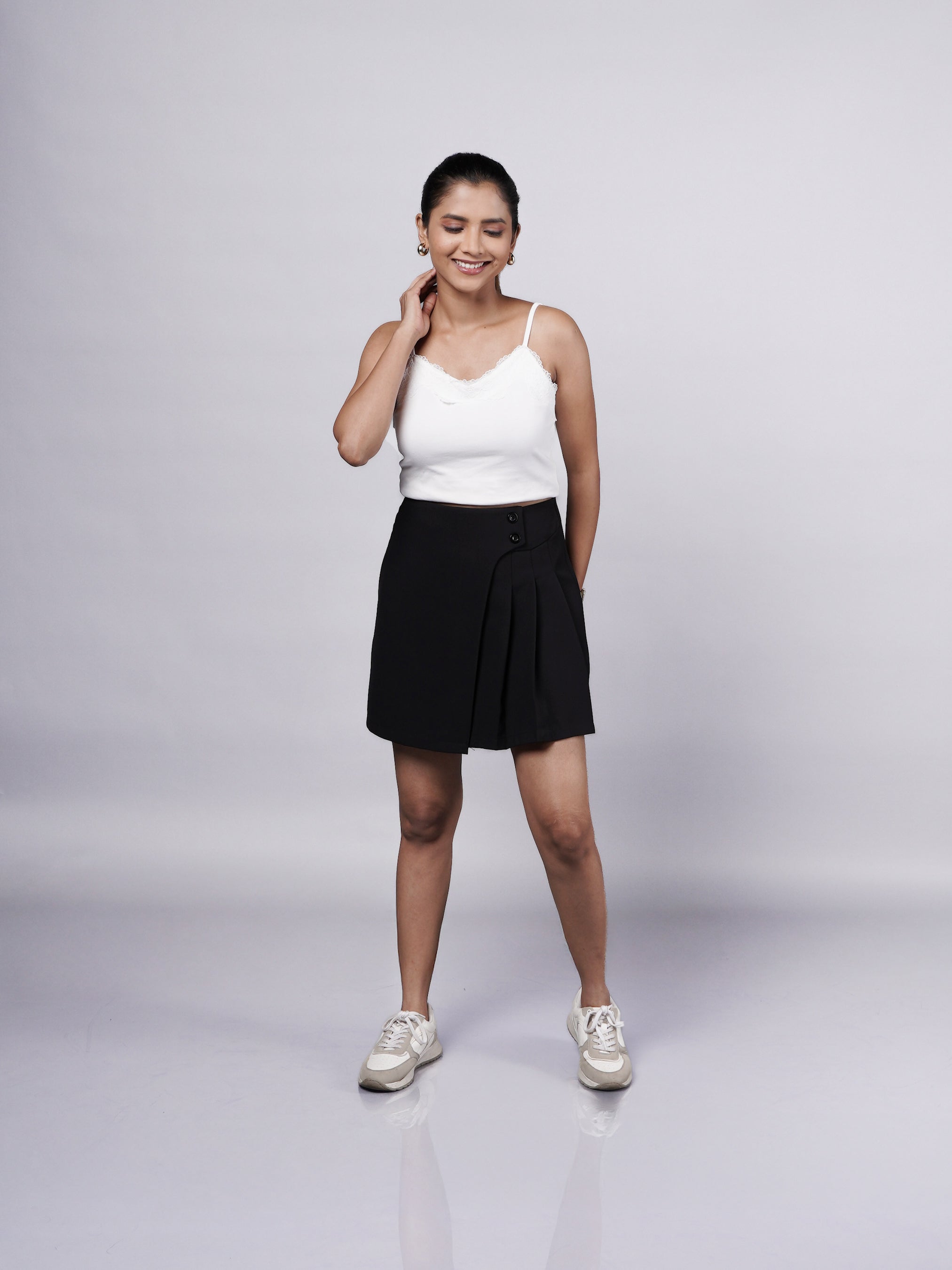 Black Pleated Mini Skirt